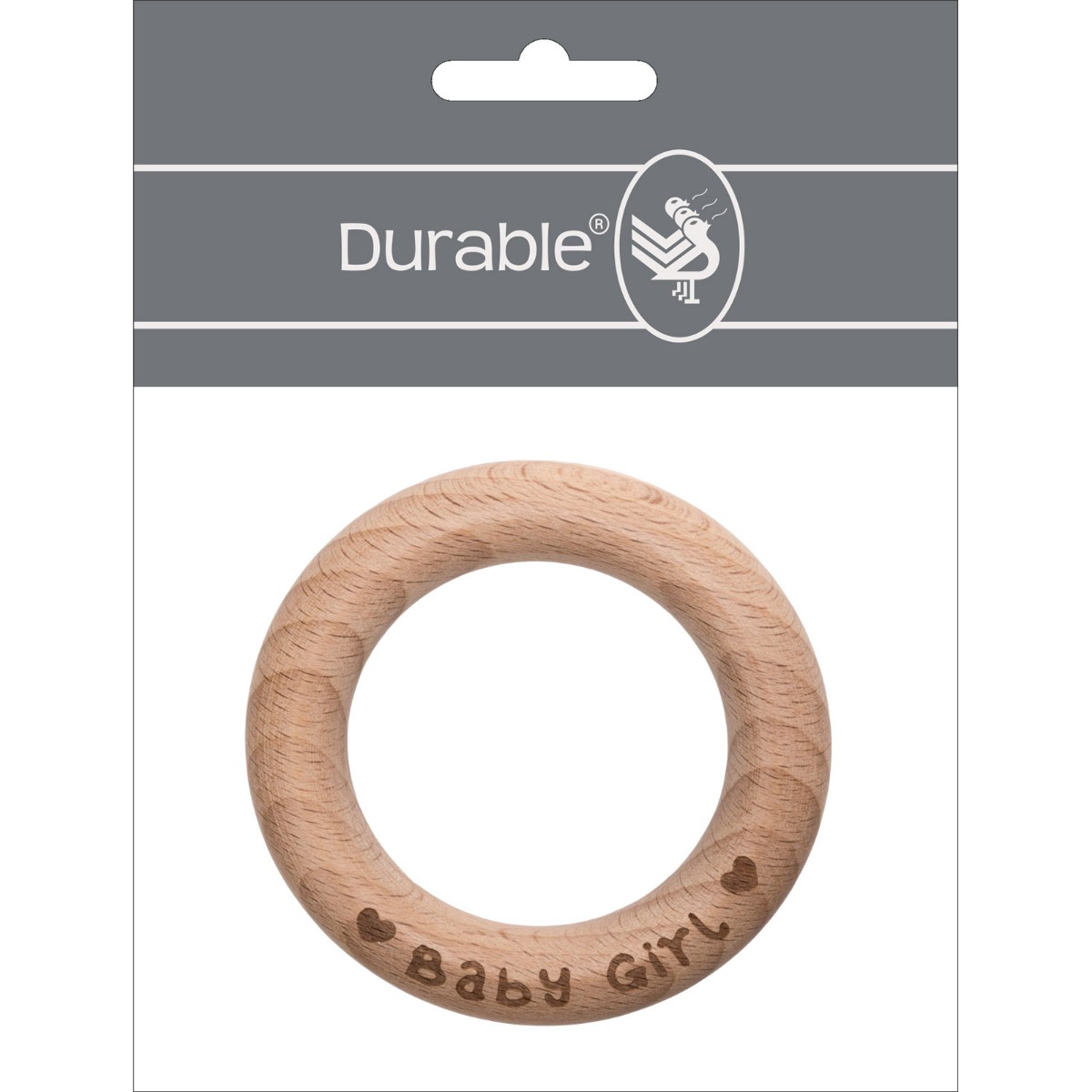 Durable 020.1015 Bijtring beukenhout Baby Girl,  1 stuk - Kaart