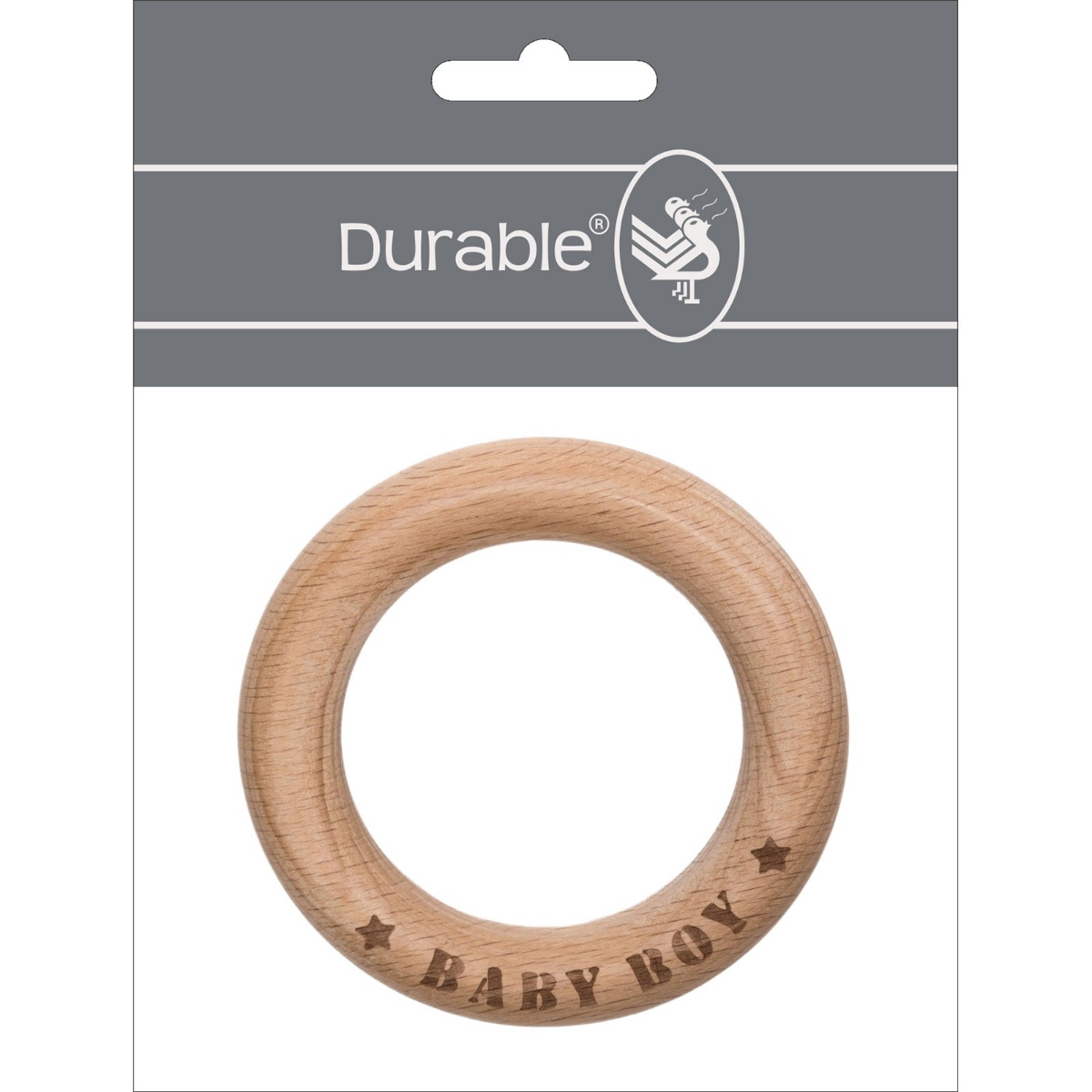 Durable 020.1016 Bijtring beukenhout Baby Boy,  1 stuk - Kaart