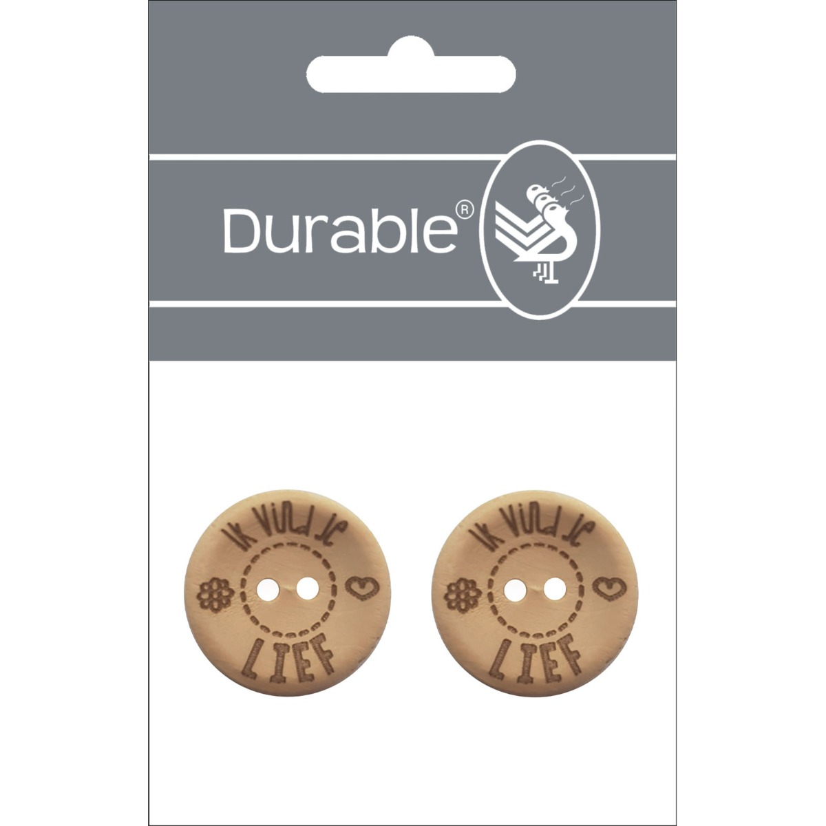 Durable 020.1049 Knoop Ik vind je lief 30mm,  2 stuks - Kaart