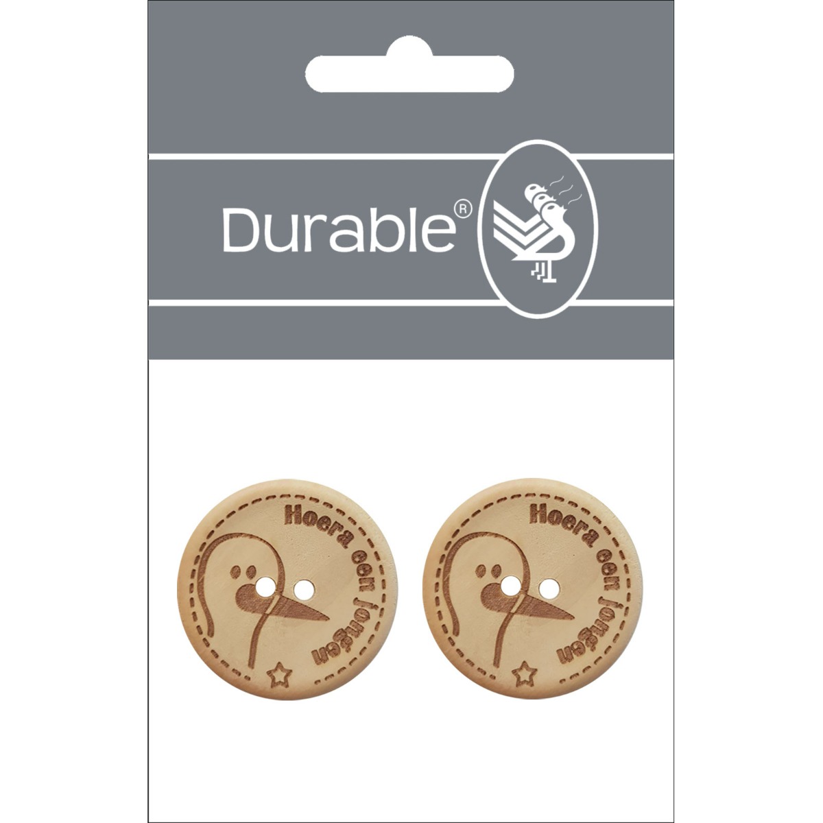 Durable 020.1130 Knoop Hoera een jongen 30mm,  2 stuks - Kaart