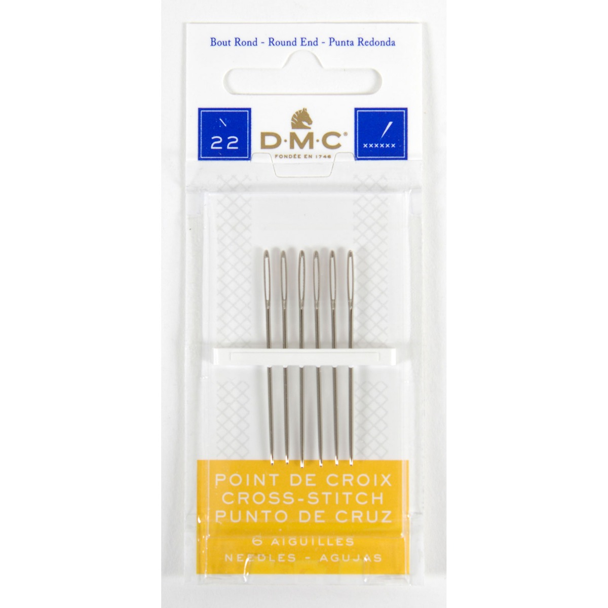 Dmc 1771/1 Cross-stitch borduurnaald met ronde punt 22, 6 stuks - Kaart