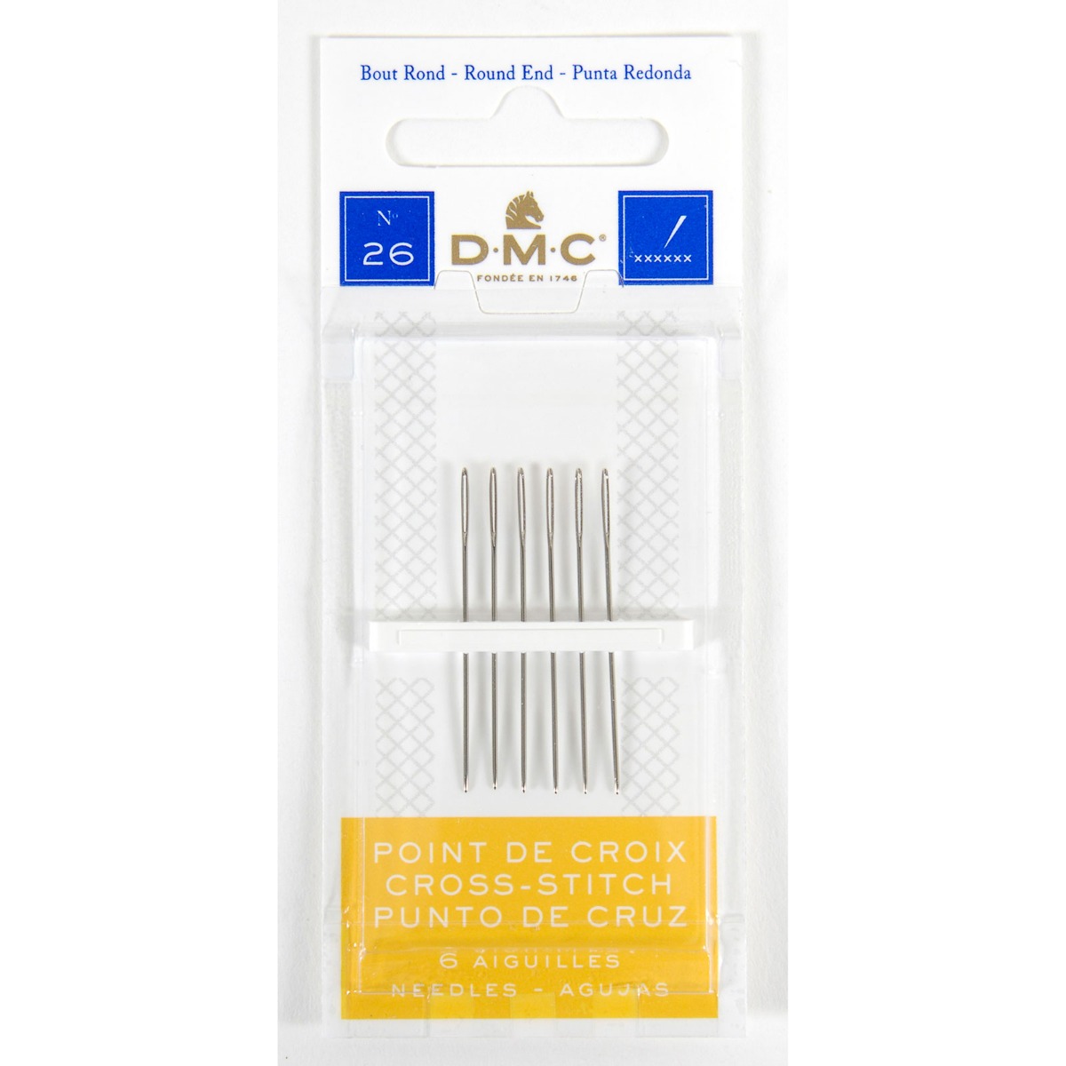 Dmc 1771/3 Cross-stitch borduurnaald met ronde punt 26, 6 stuks - Kaart