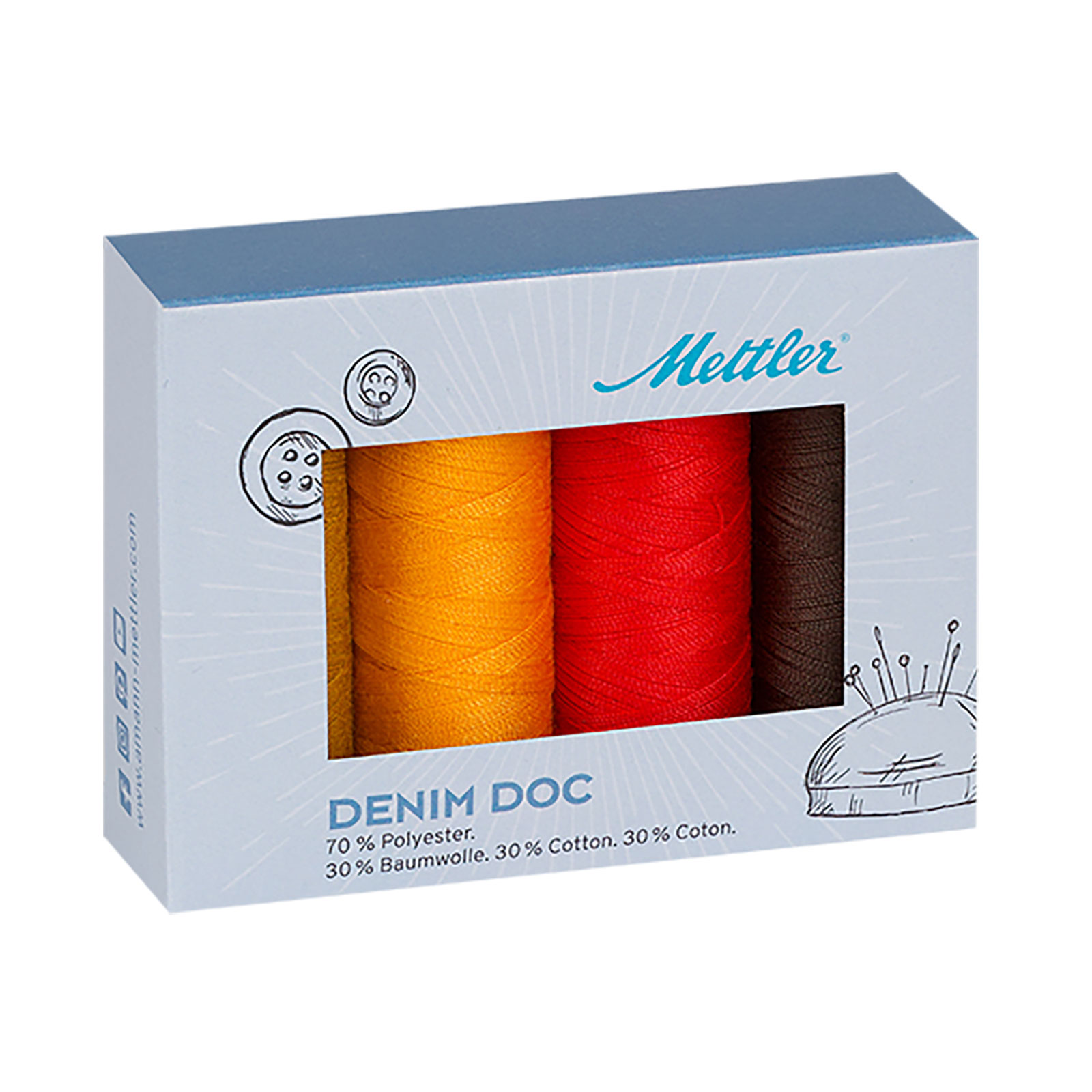 Amann Mettler DE4TERRA jeans naaigarenset Denim Doc 4 x 100 meter terra kleuren - STUK