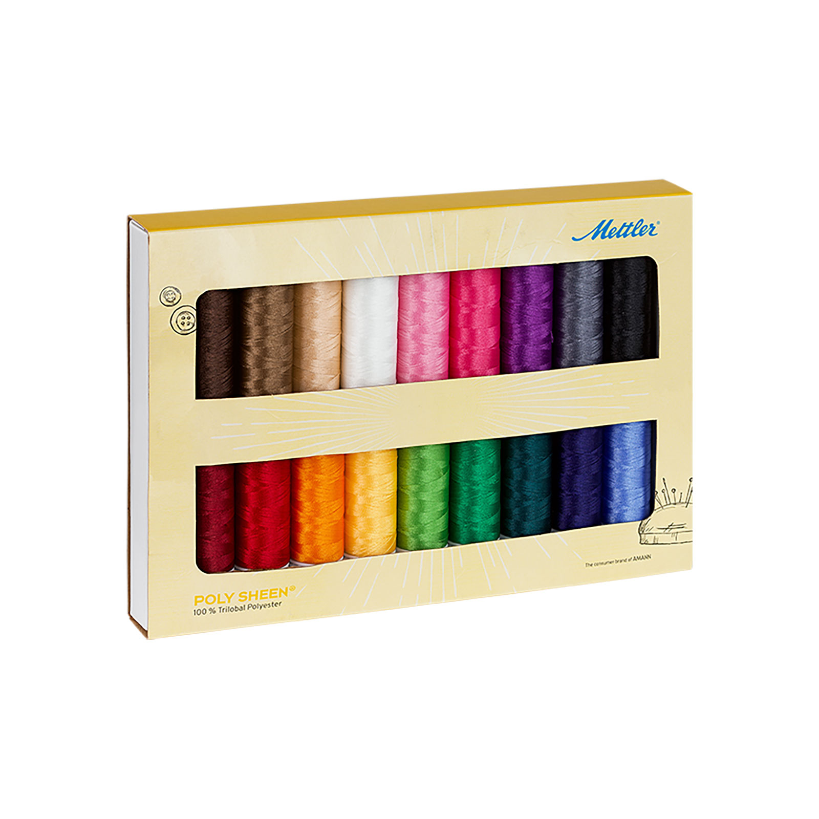 Amann Mettler PS18 Polysheen machineborduurgarenset 18 x 200 meter - STUK