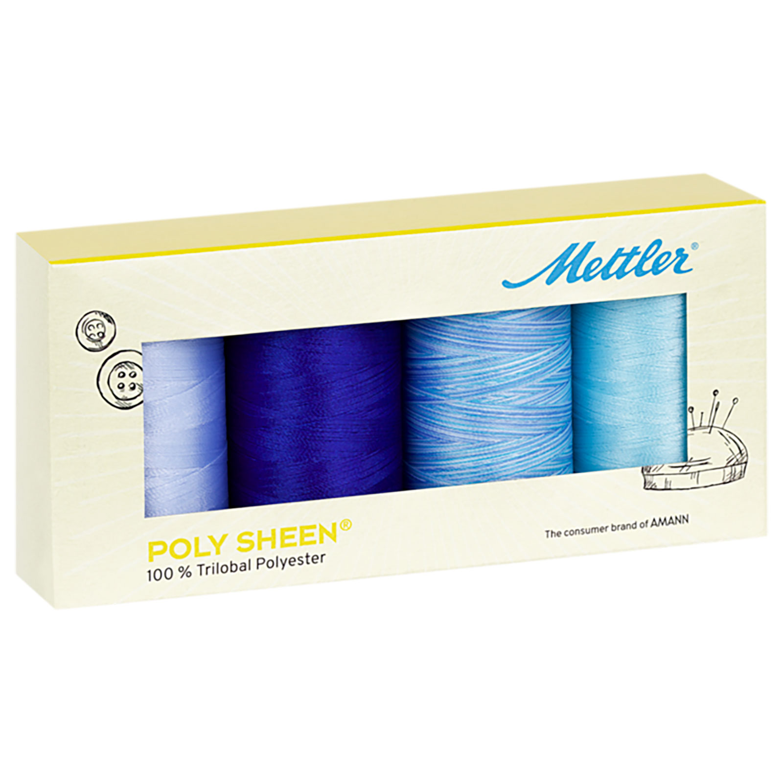 Amann PS4 Sky Kit Polysheen machineborduurgarenset 4 x 800 meter - STUK