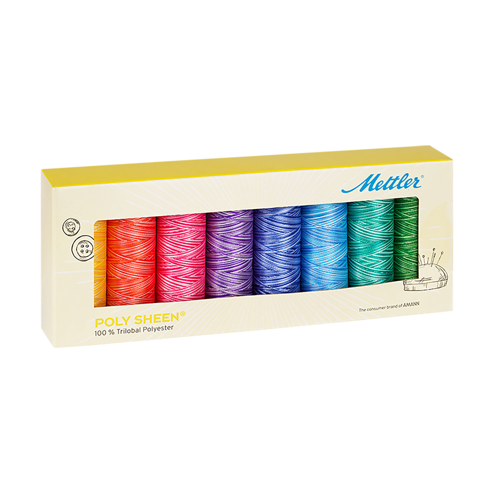 Amann Mettler PS81 Polysheen multi machineborduurgarenset 8 x 200 meter pastels - STUK