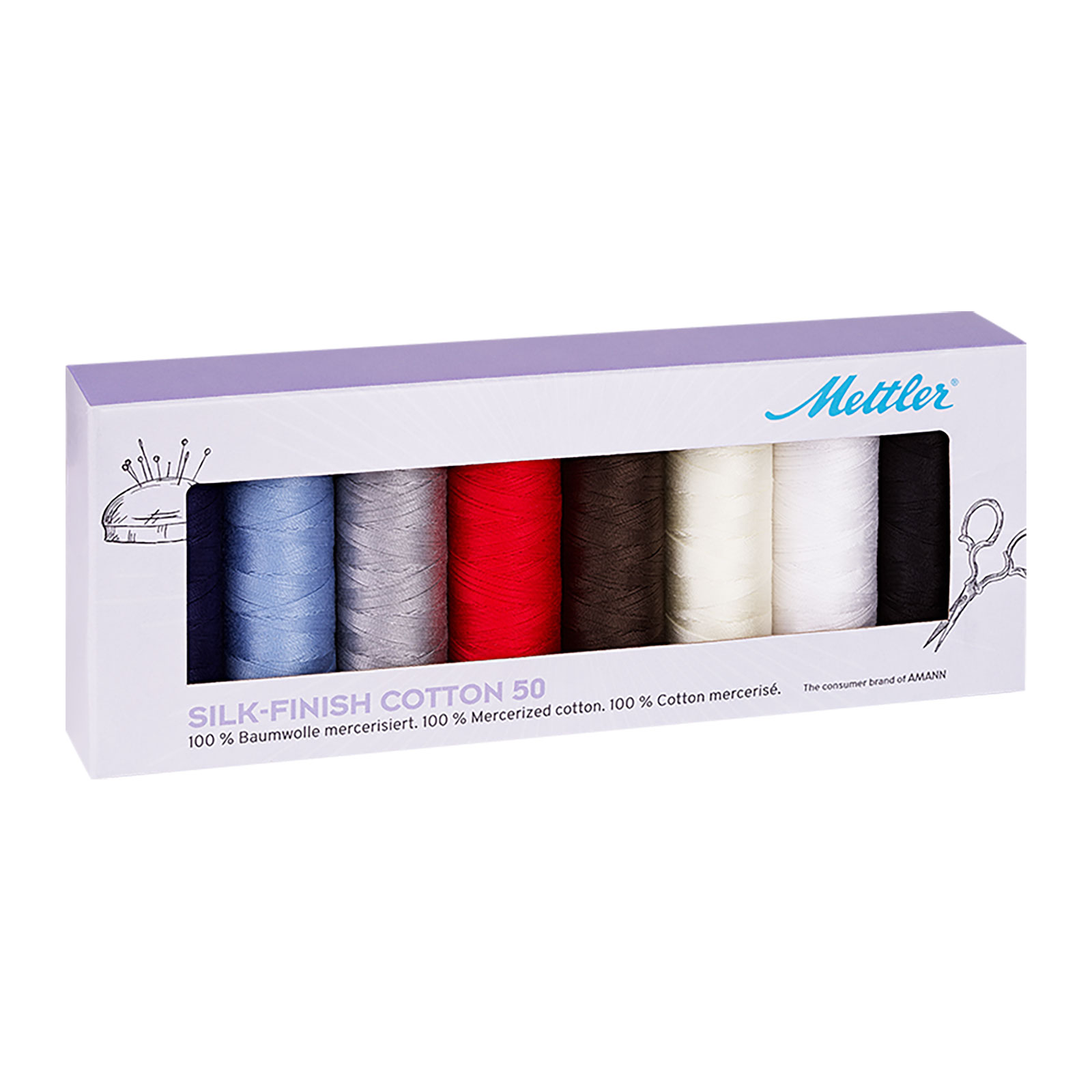 Amann Mettler SFC8 Silk Finish Cotton naaigarenset, 8 x 150 meter - STUK
