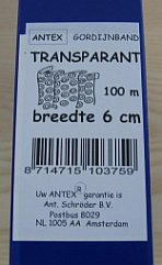 Antex 301284 Gordijnband transparant 6 cm - Meter