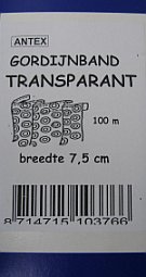 Antex 301286 Gordijnband transparant 7,5 cm - Meter