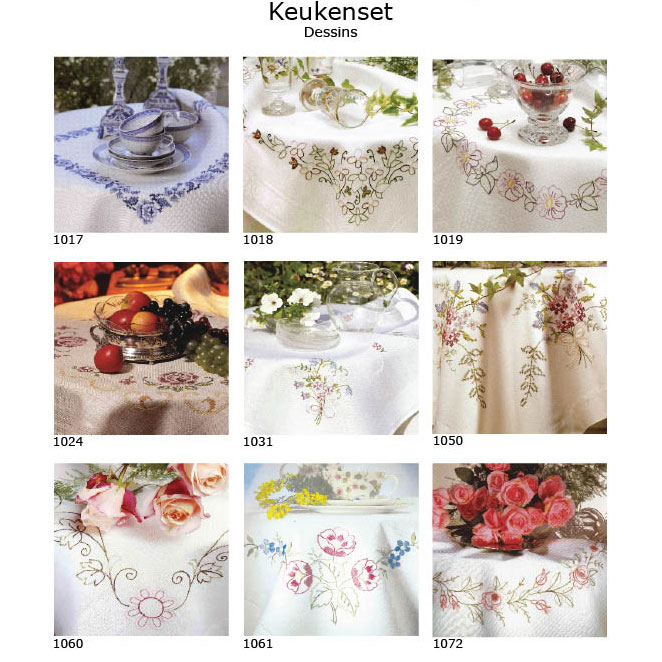 Merkloos 012.23 Borduurpakket voorbedrukt tafelkleed 150 x 260 cm inclusief mouliné borduurgaren - Kleur 1268