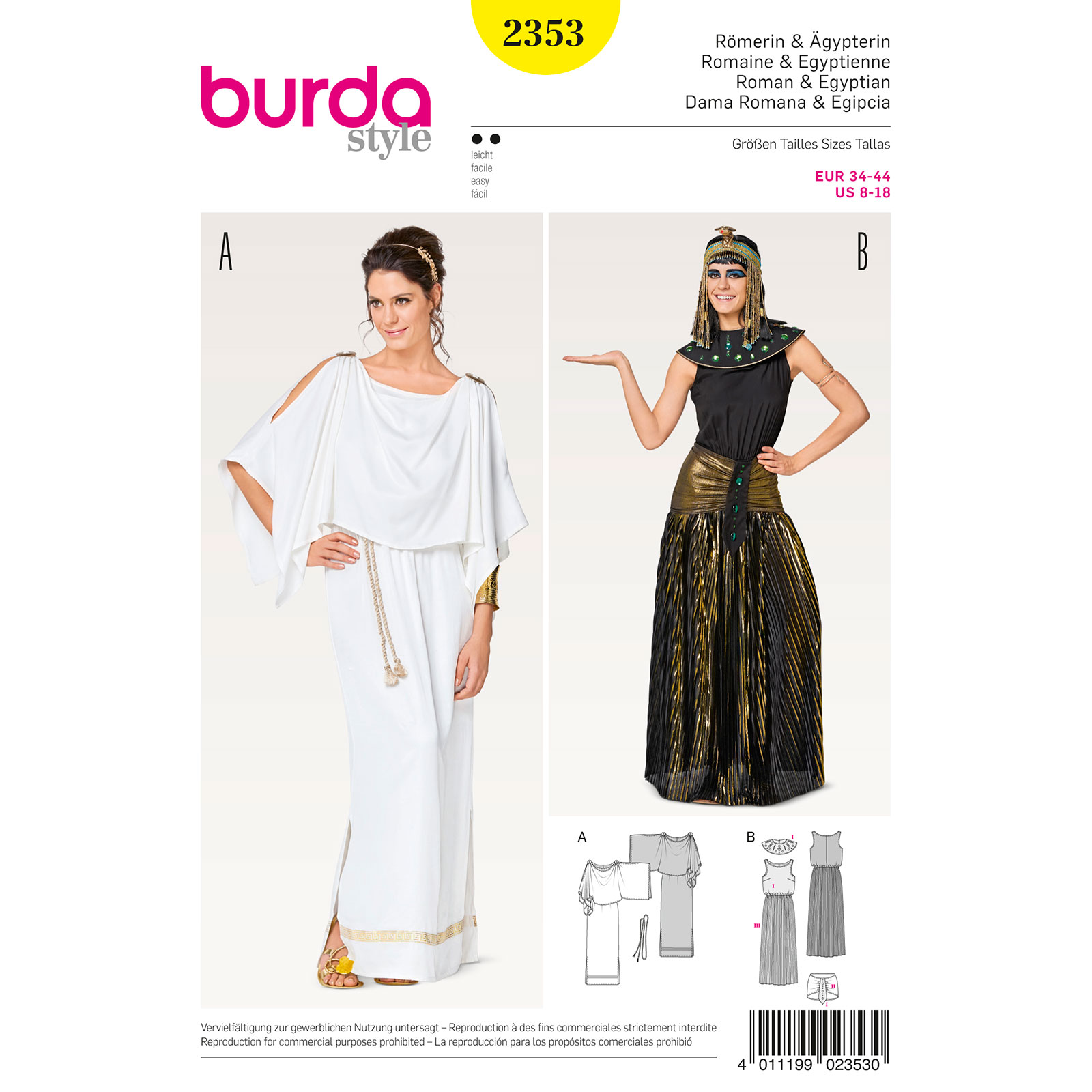 Burda patroon 2353 Roman & Egyptian. Maat: 34-44 - STUK