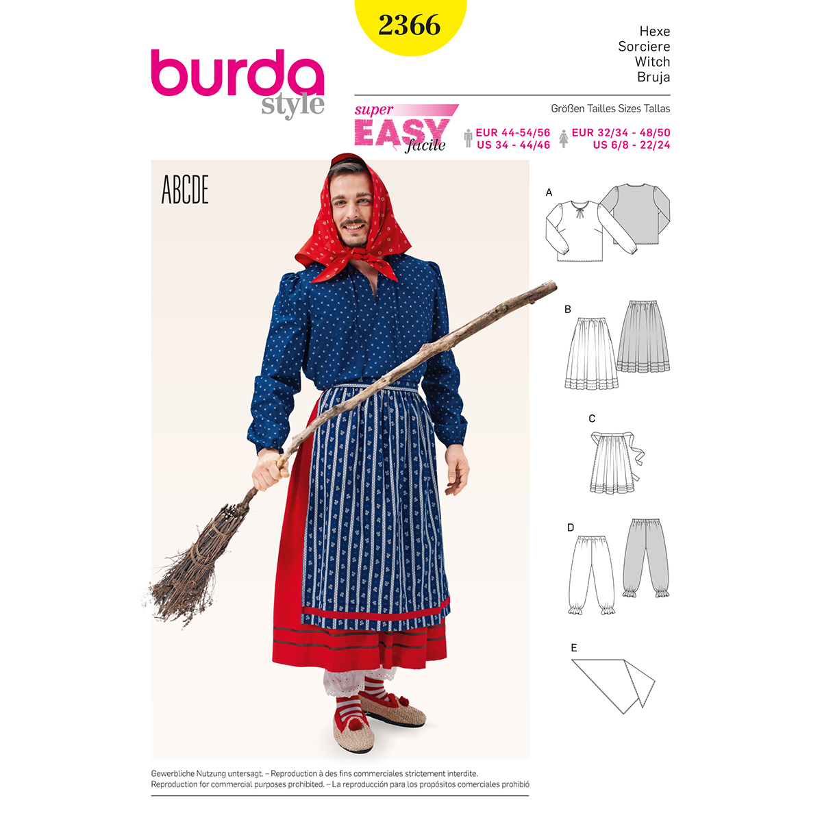Burda patroon 2366 Heks XS - XL - STUK