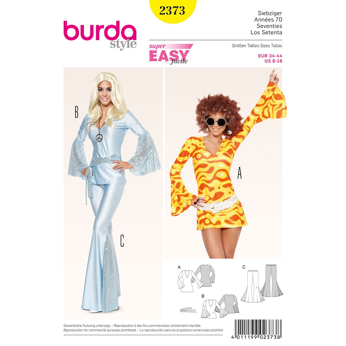 Burda patroon 2373 Zeventiger jaren. Maat: 34-44 - STUK