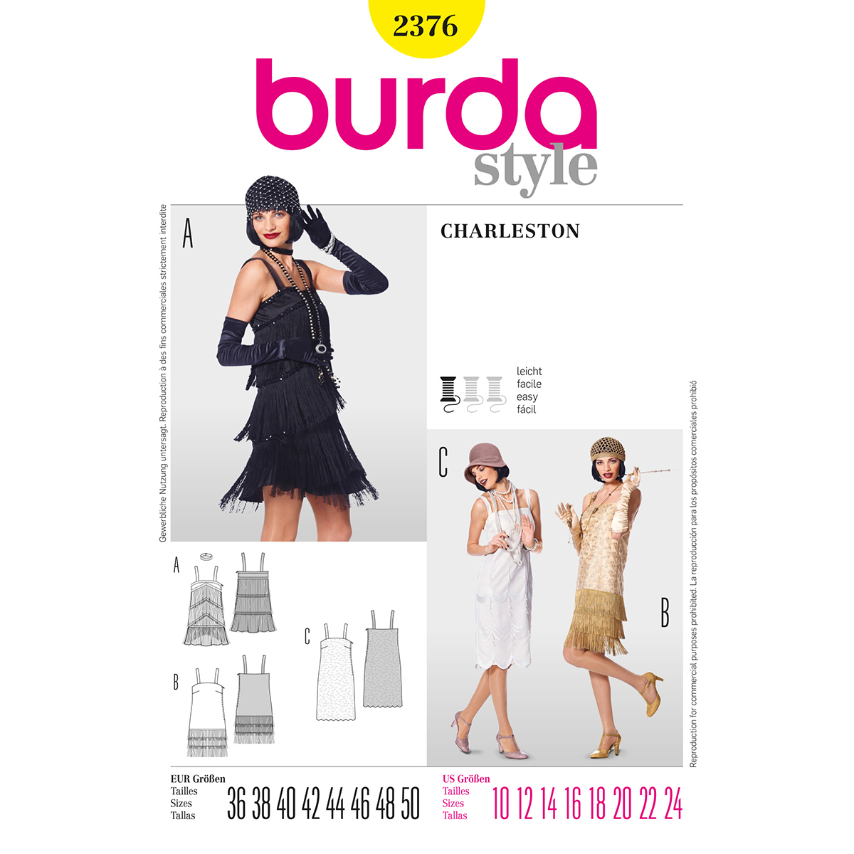 Burda patroon 2376 Charleston. Maat: 36-50 - STUK