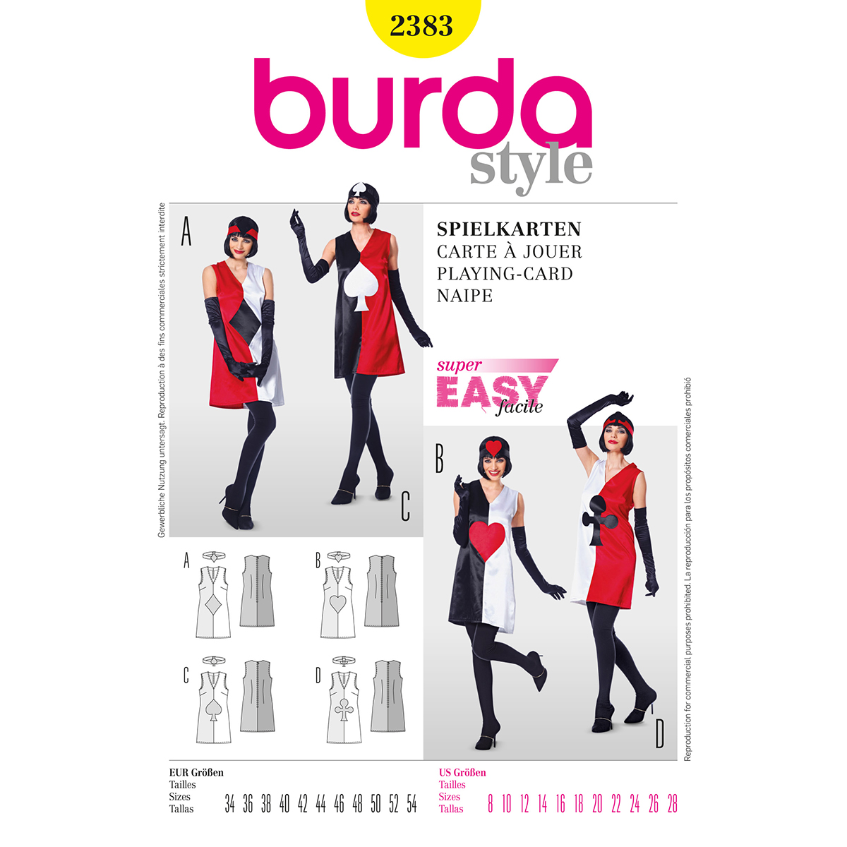 Burda patroon 2383 kaartspel. Maat: 34-54 - STUK