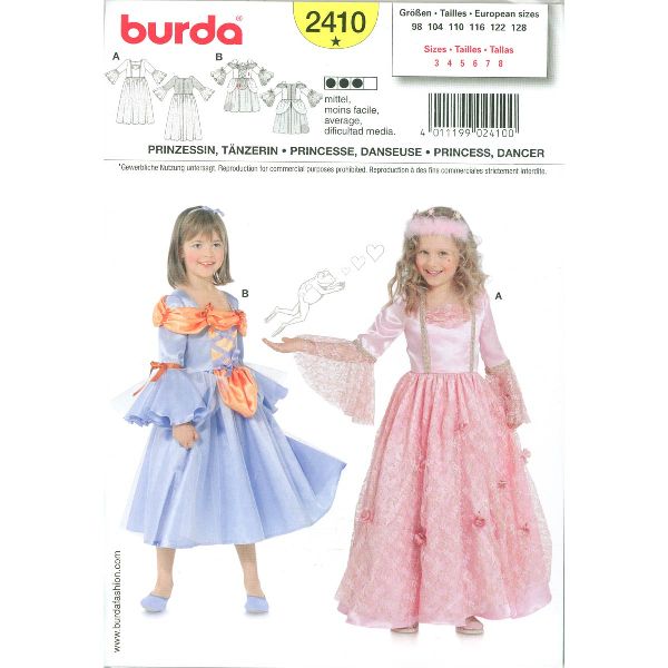 Burda patroon 2410 Princess dancer. Maat: 98-128 - STUK