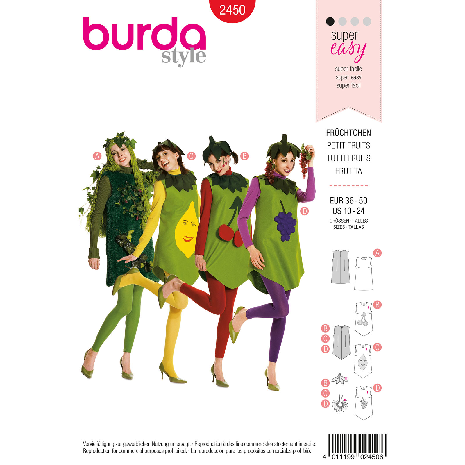 Burda patroon 2450 Tutti Frutti. Maat: 36-50 - STUK