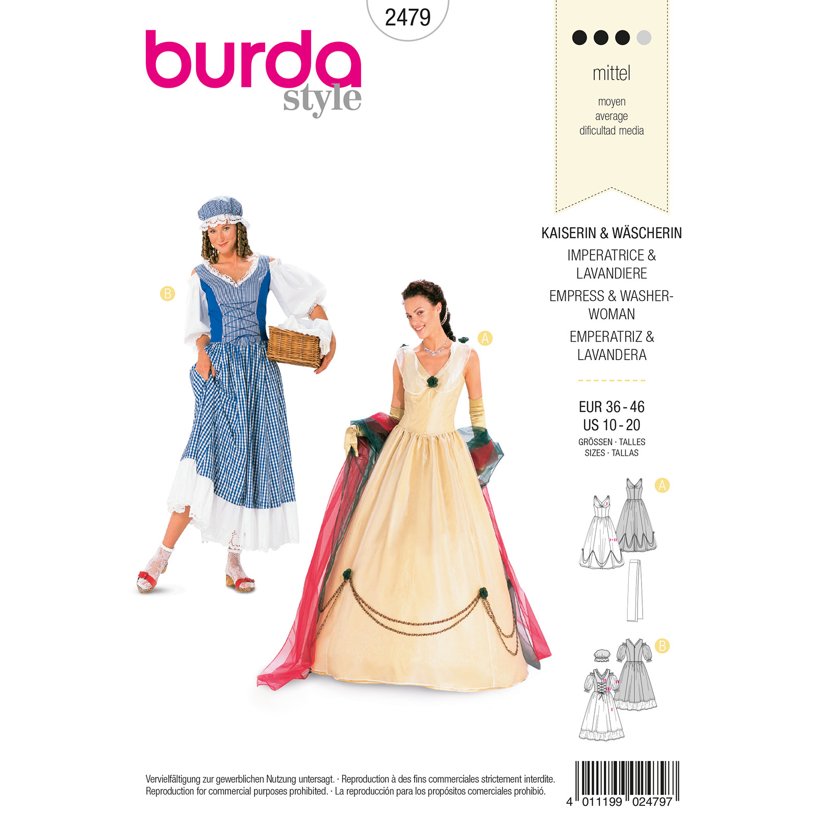 Burda patroon 2479 Keizerin Sissi en de wasvrouw. Maat: 36-46 - STUK