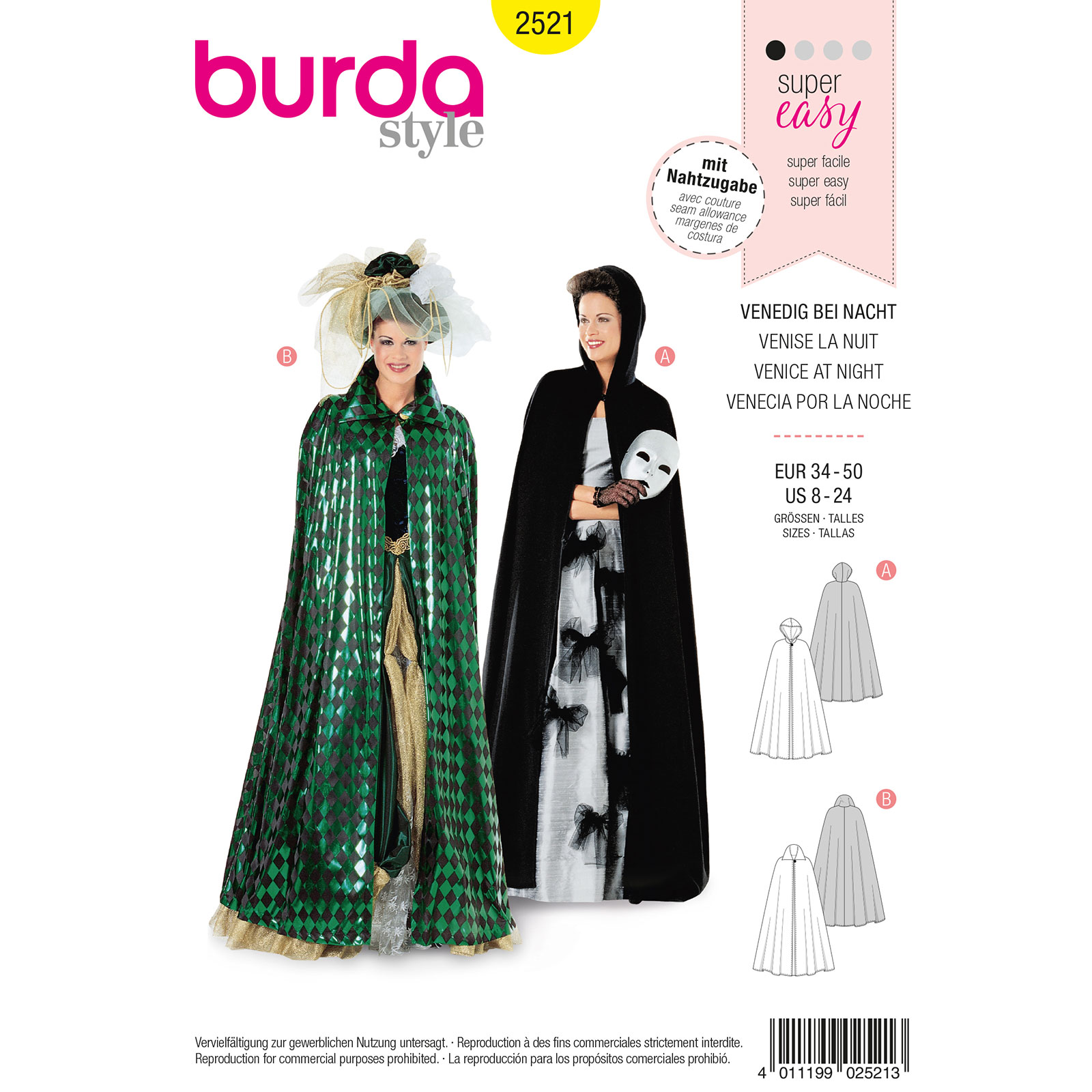 Burda patroon 2521 Venitiaanse cape. Maat: 34-50 - STUK