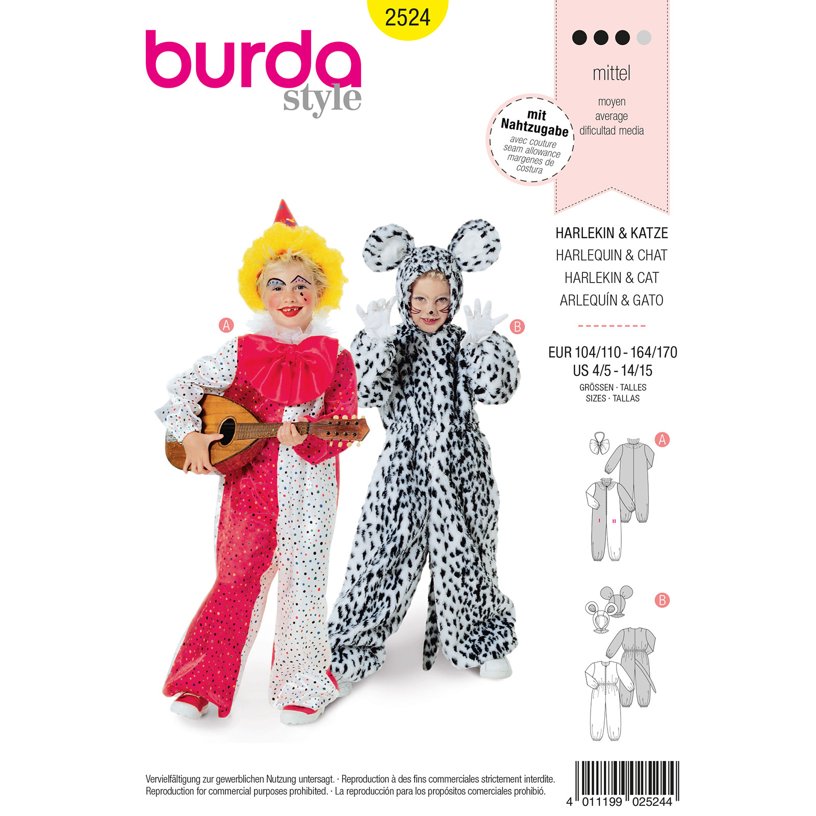 Burda patroon 2524 Harlequin & Cat. Maat: 104-170 - STUK