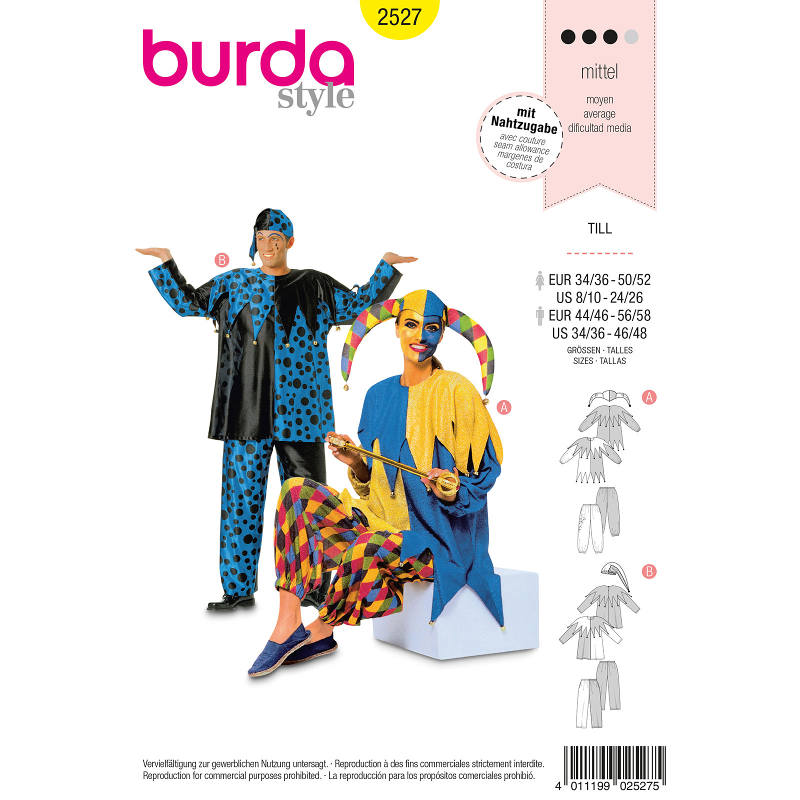 Burda patroon 2527 harlekijn. Maat: 34-52 - STUK