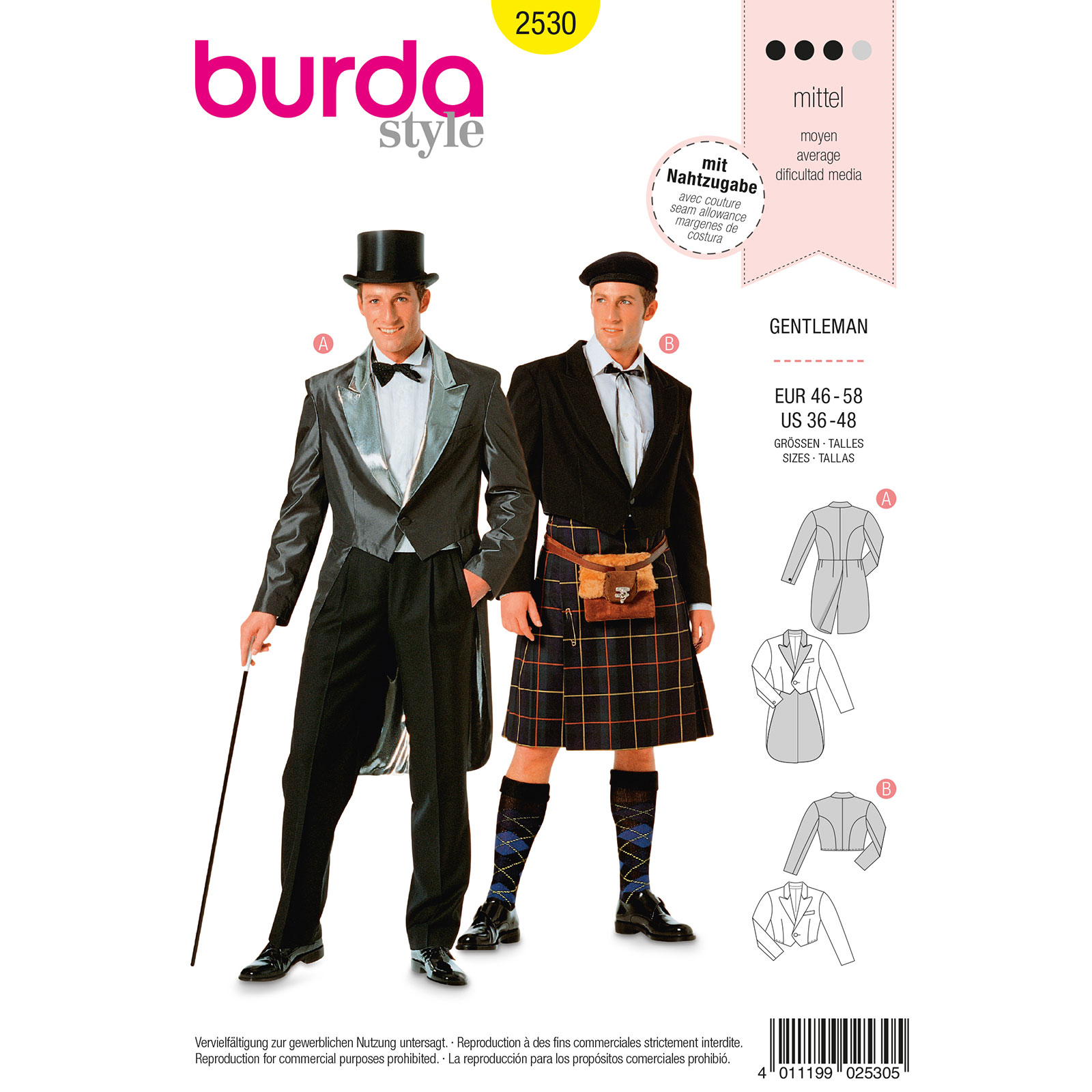Burda patroon 2530 schots kostuum. Maat: 46-58 - STUK