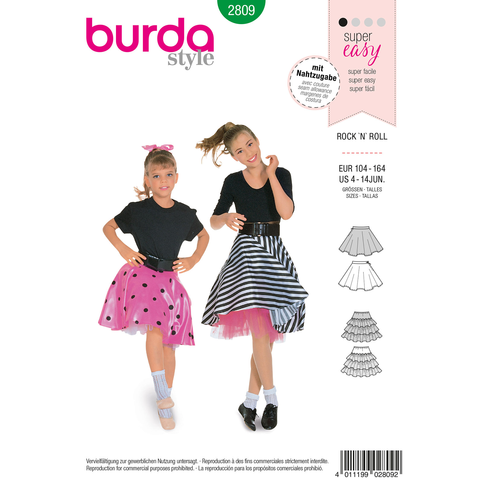 Burda patroon 2809 petticoat. Maat: 104-164 - STUK