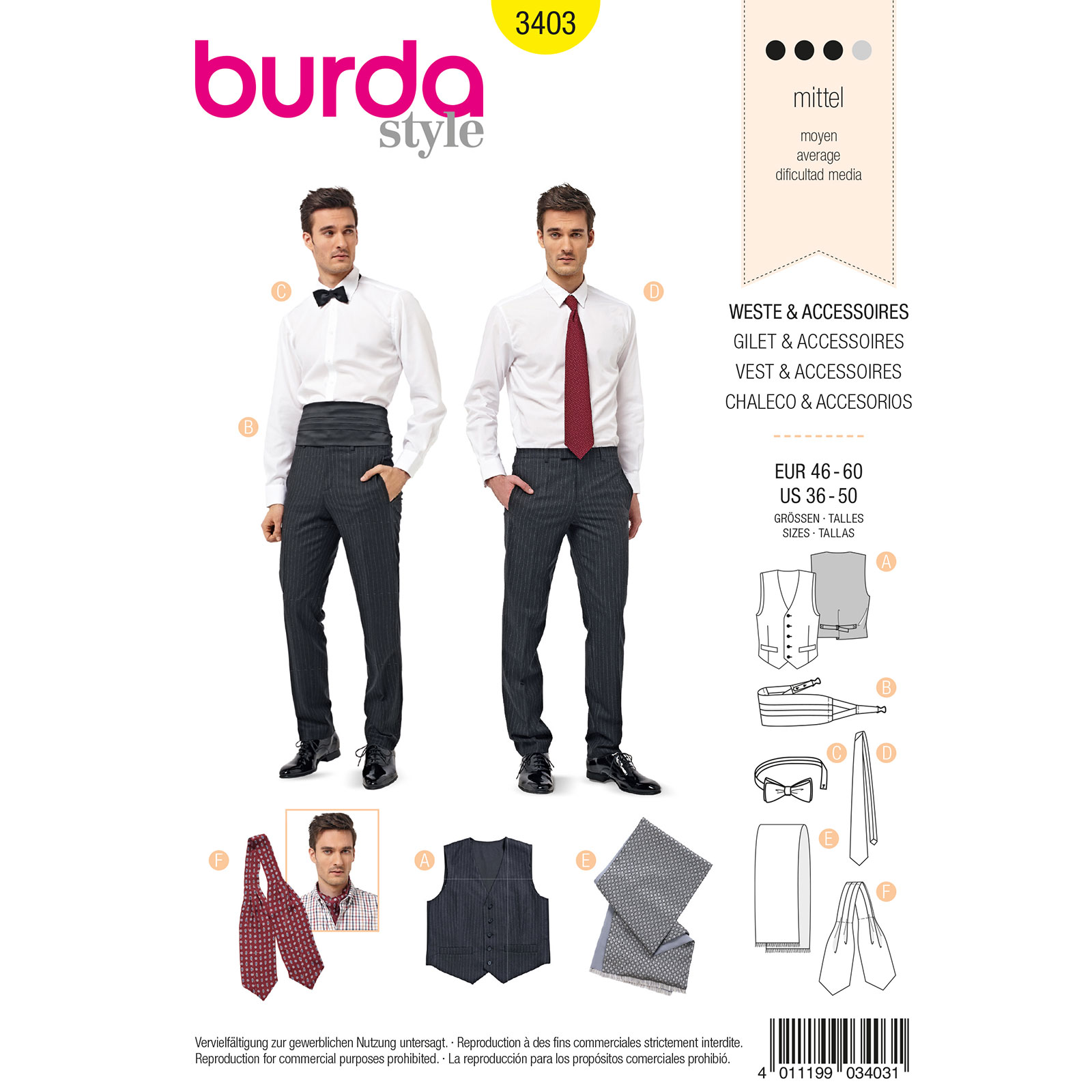 Burda patroon 3403 gilet. Maat: 46-60 - STUK