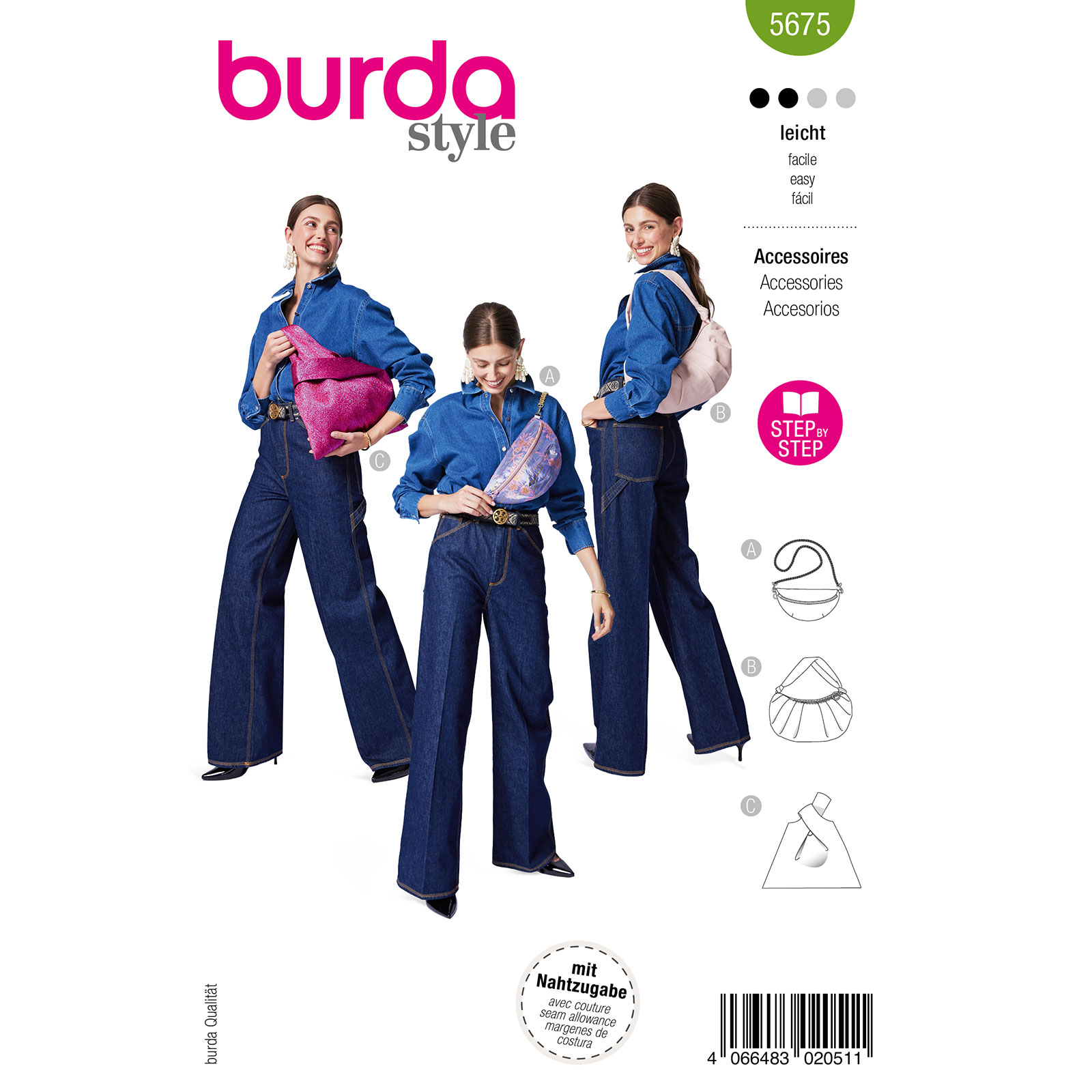 Burda naaipatroon 5675 groen - Tassenset - STUK