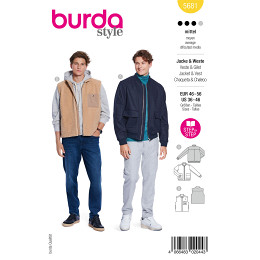 Burda naaipatroon 5681 geel - Blouse / vest maat 46-56 - STUK