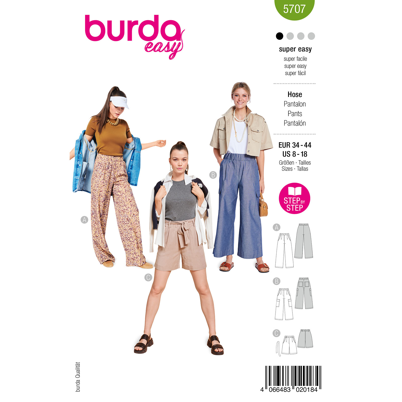Burda naaipatroon 5707 groen - Broek maat 34-44 - STUK