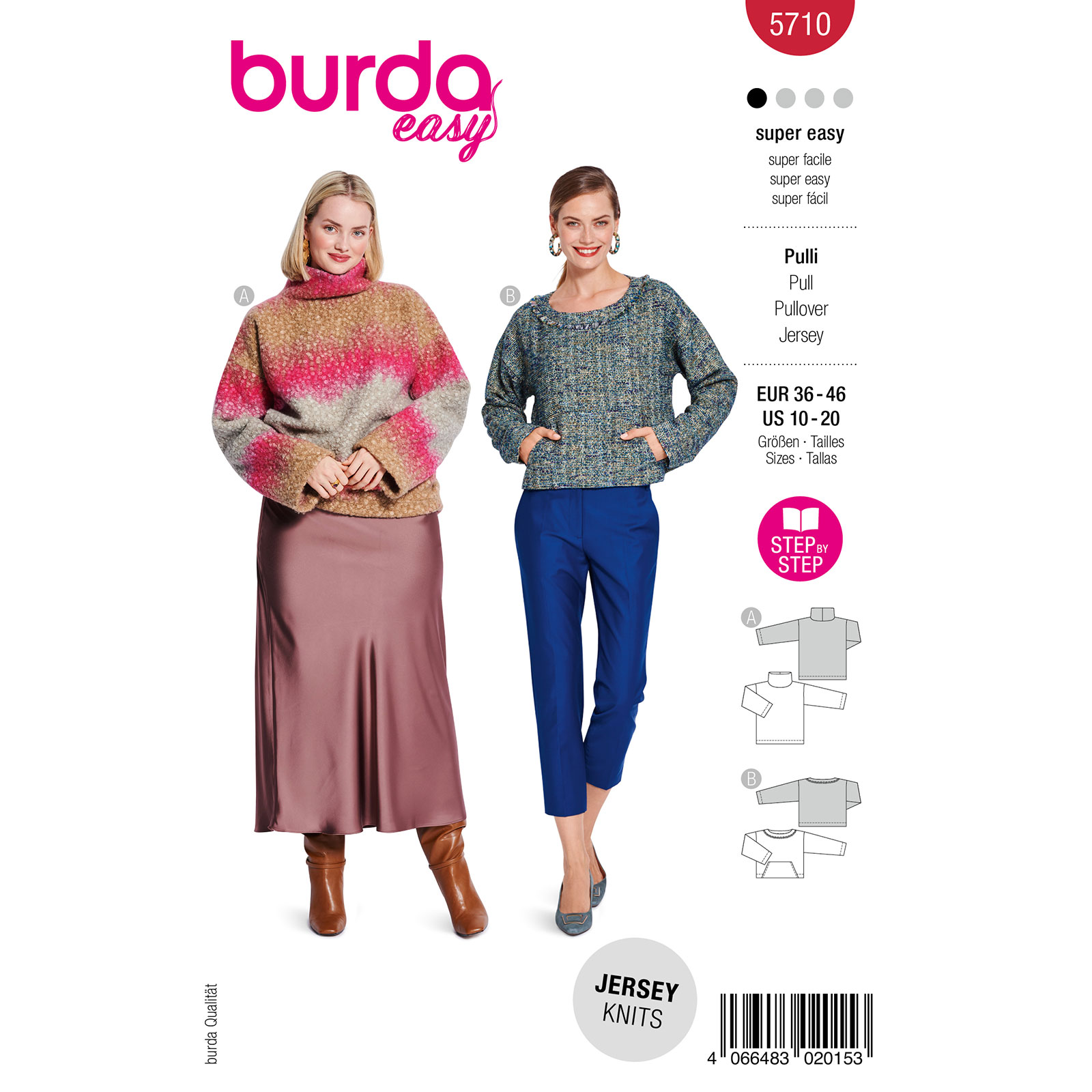 Burda naaipatroon 5710 rood - Trui maat 36-46 - STUK
