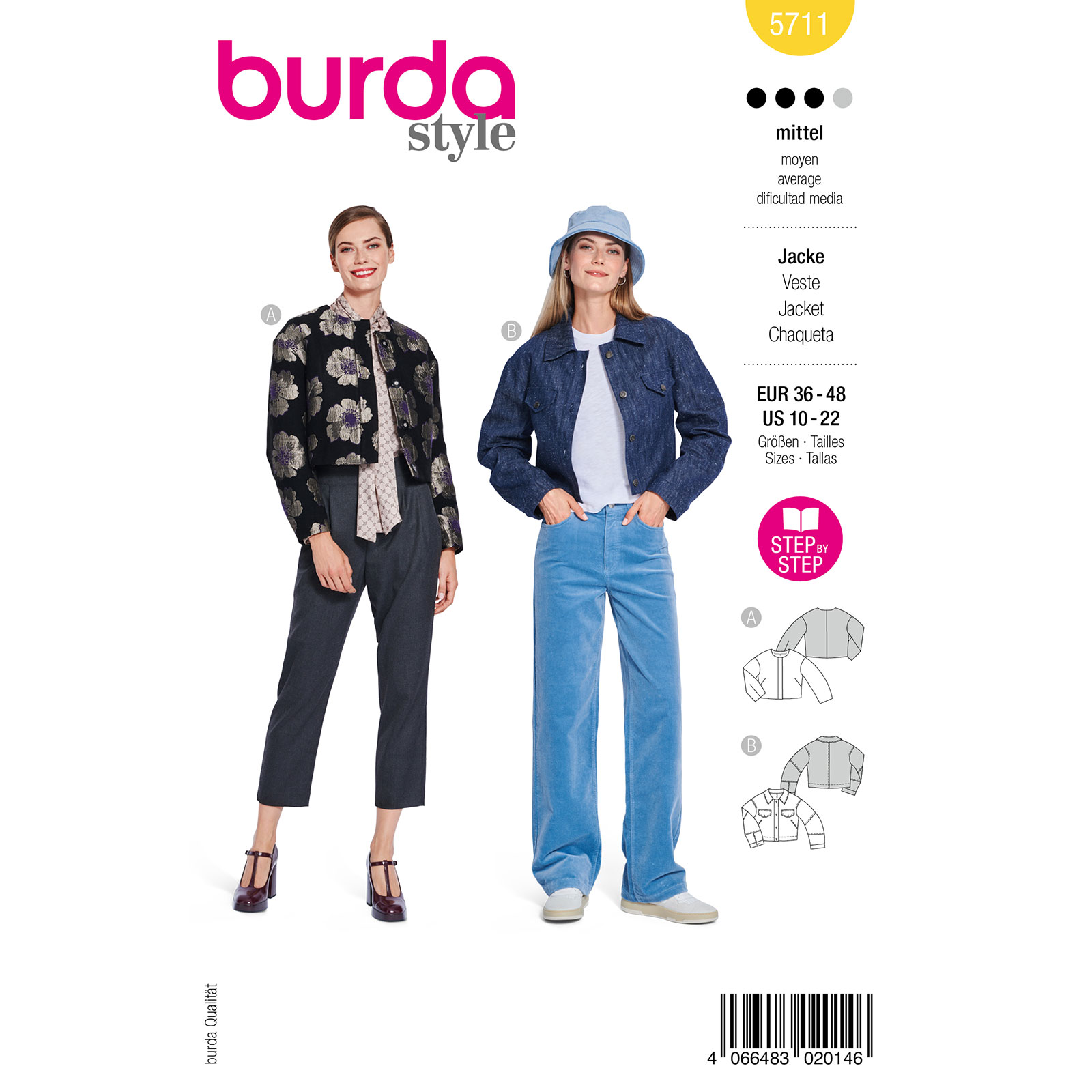 Burda naaipatroon 5711 geel - Jassen maat 36-48 - STUK
