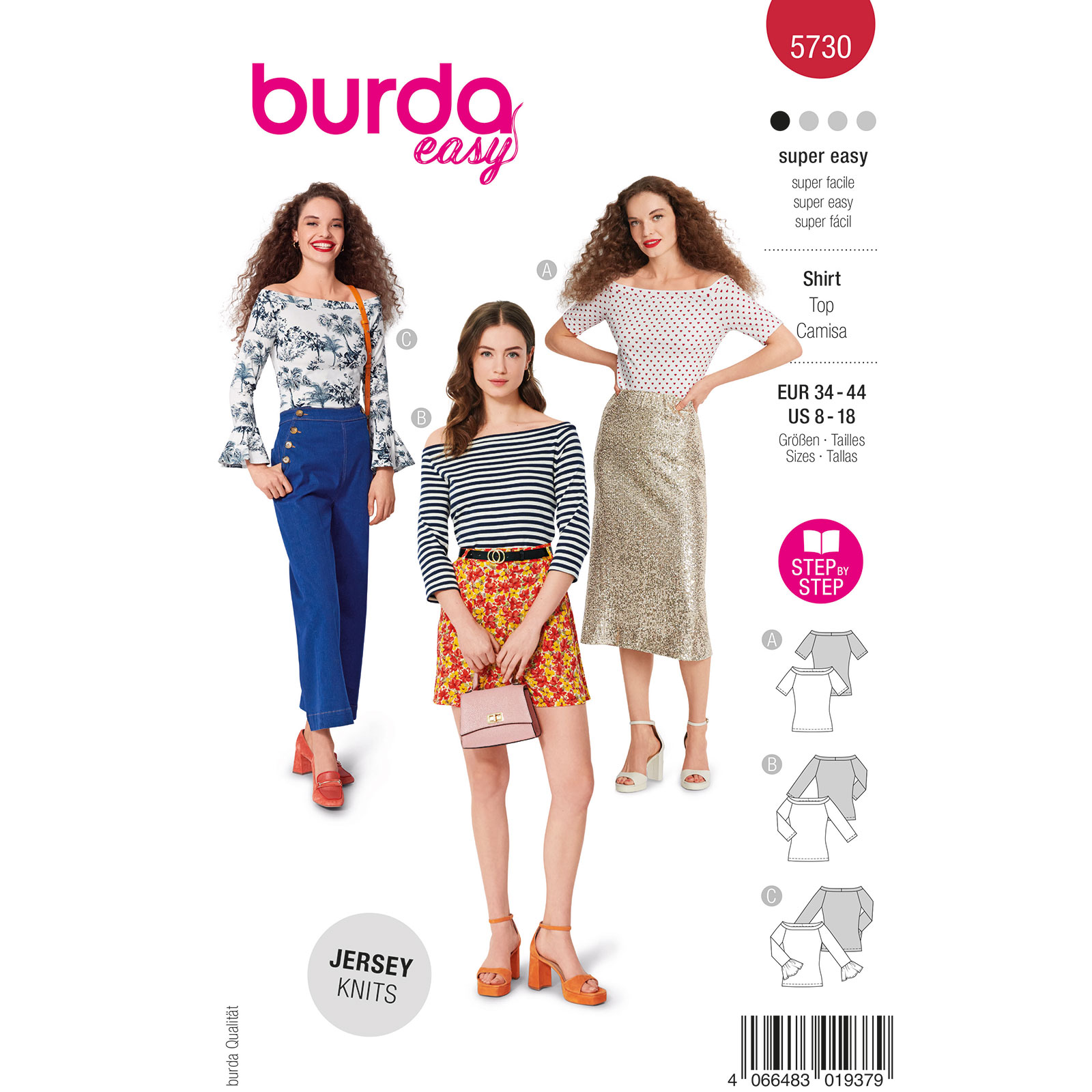 Burda naaipatroon 5730 rood - Top maat 34-44 - STUK