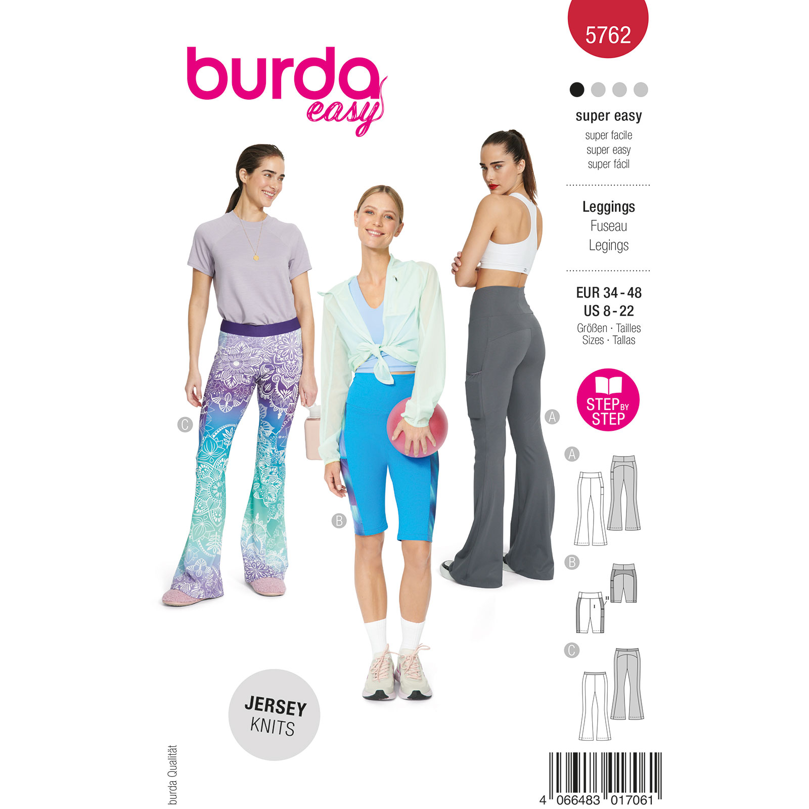 Burda naaipatroon 5762 rood - Legging maat 43-48 - STUK