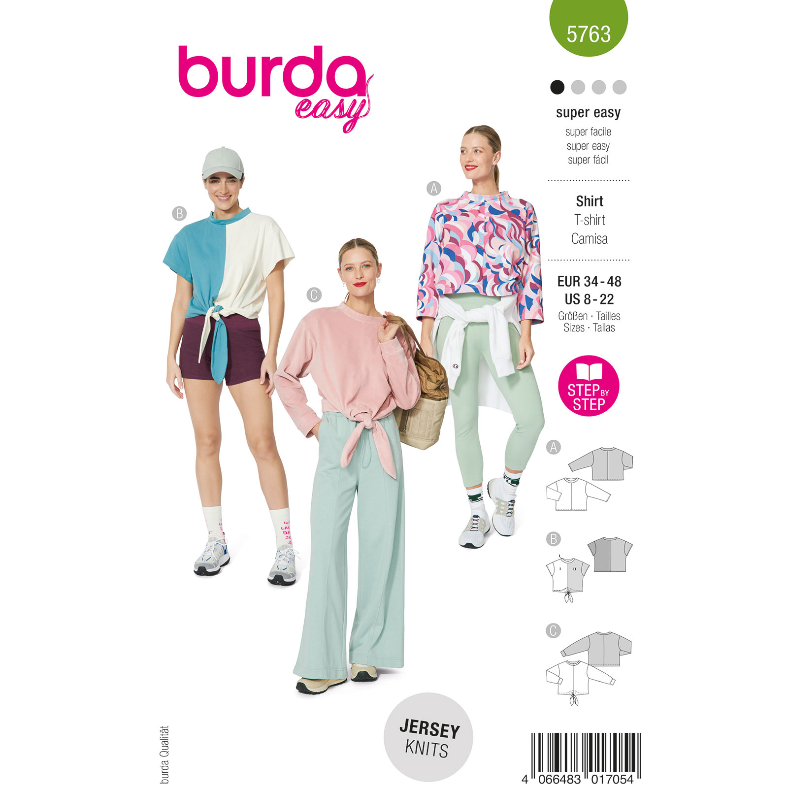Burda naaipatroon 5763 groen - T-shirt maat 42-48 - STUK
