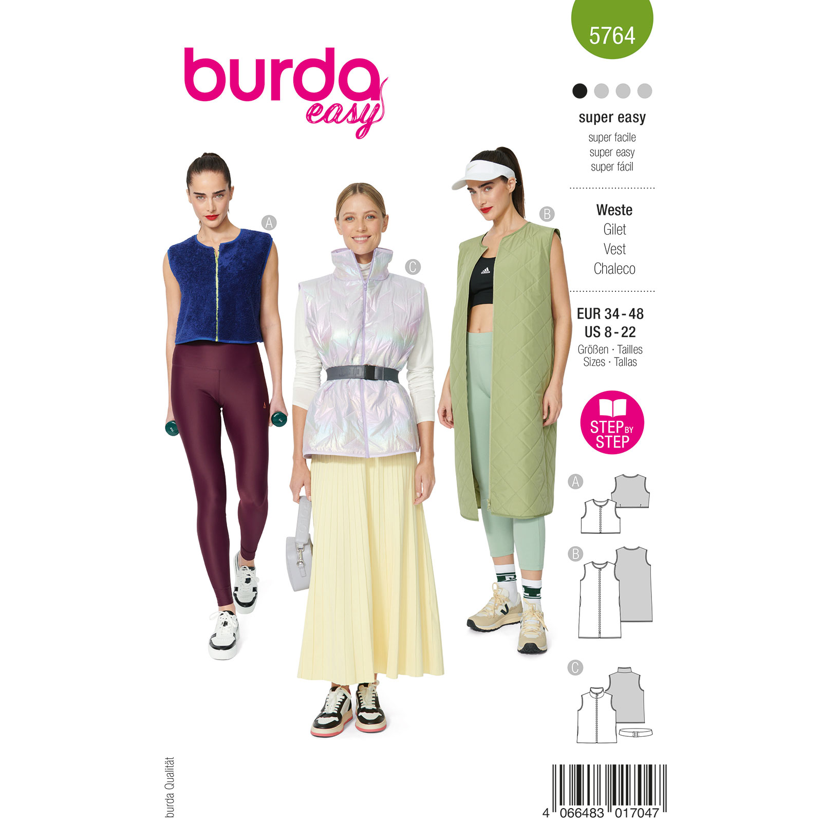 Burda naaipatroon 5764 groen - Gilet maat 41-48 - STUK