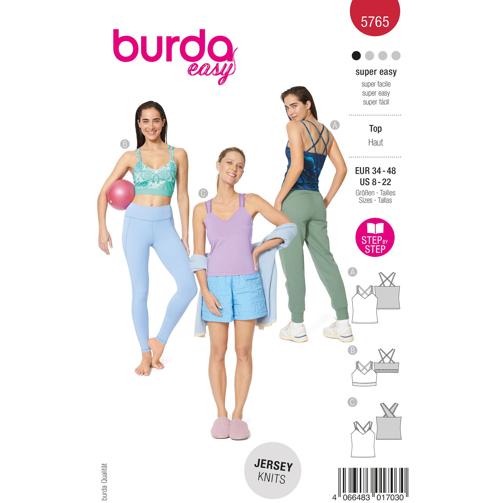 Burda naaipatroon 5765 rood - Top maat 40-48 - STUK