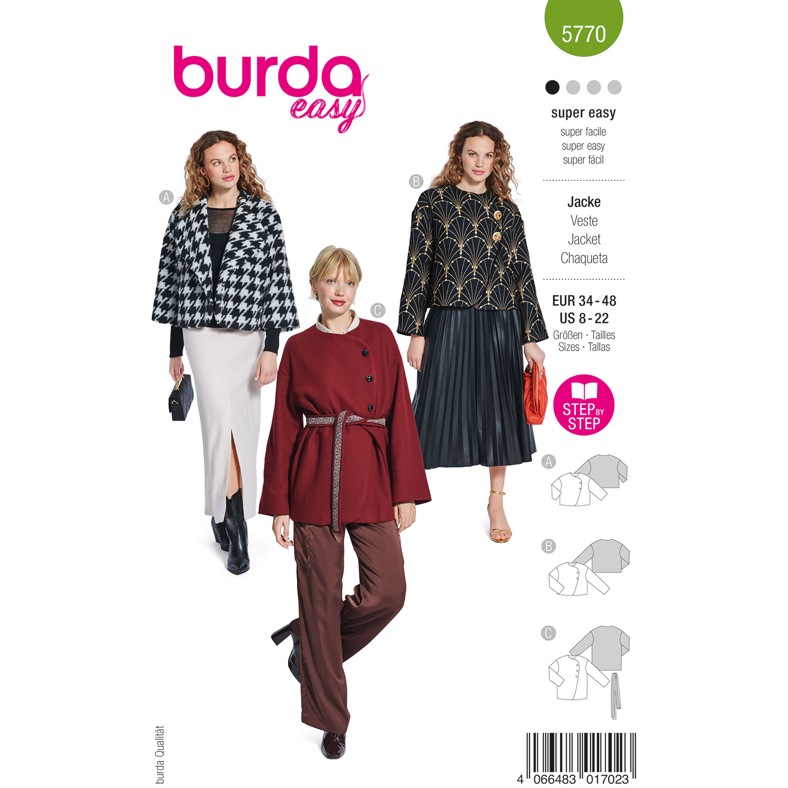 Burda naaipatroon 5770 groen - Jacket maat 39-48 - STUK