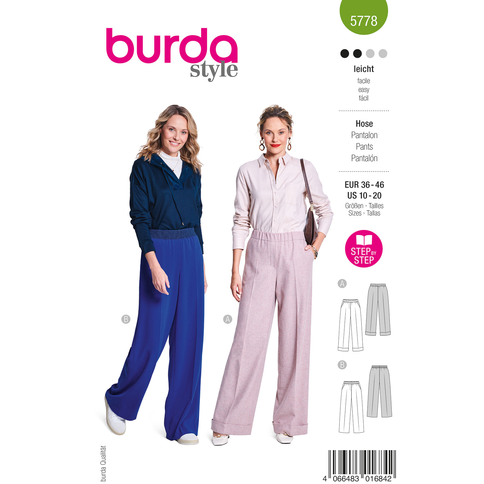 Burda naaipatroon 5778 groen - Pantalon maat 36-46 - STUK