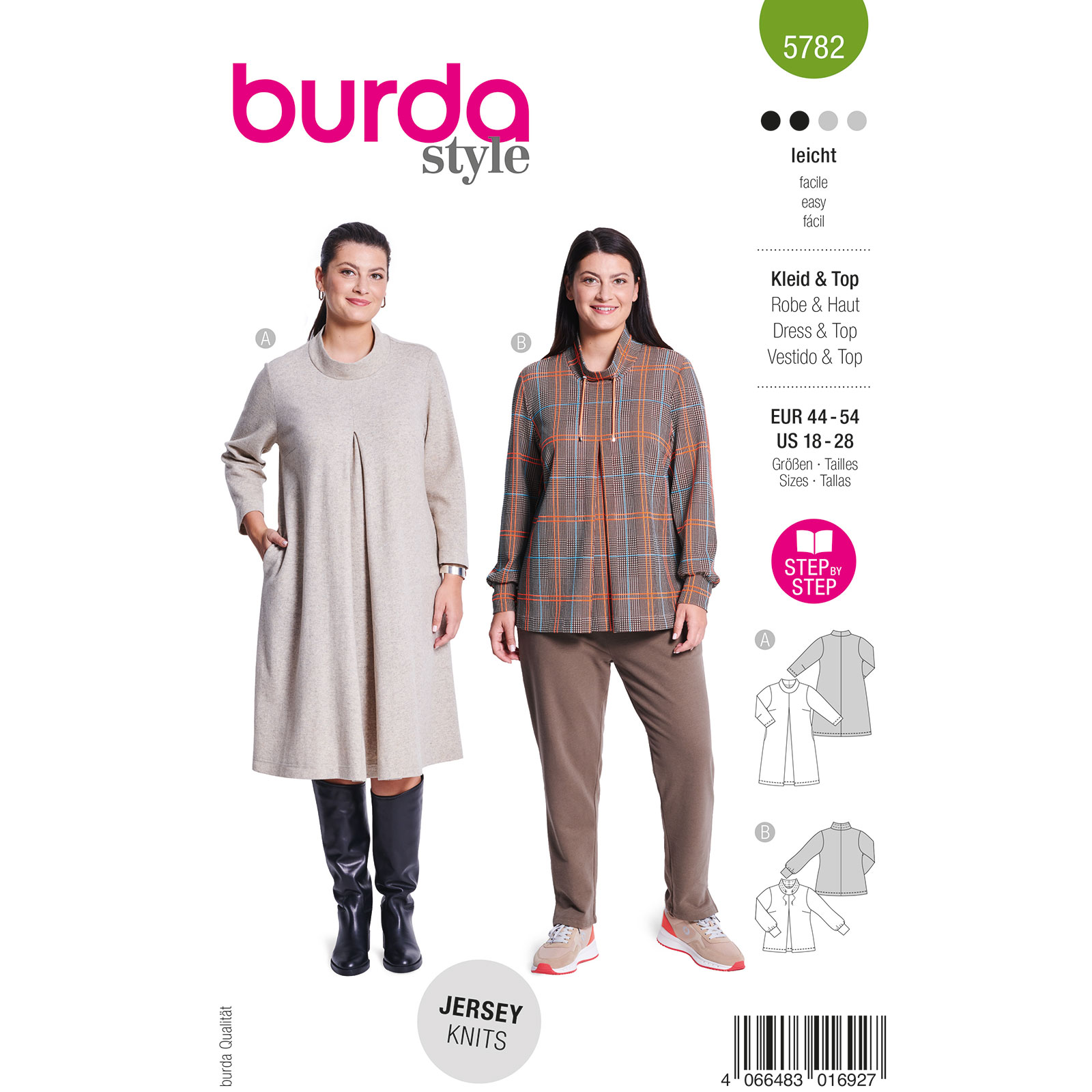 Burda naaipatroon 5782 groen - Jurk/Trui maat 44-54 - STUK