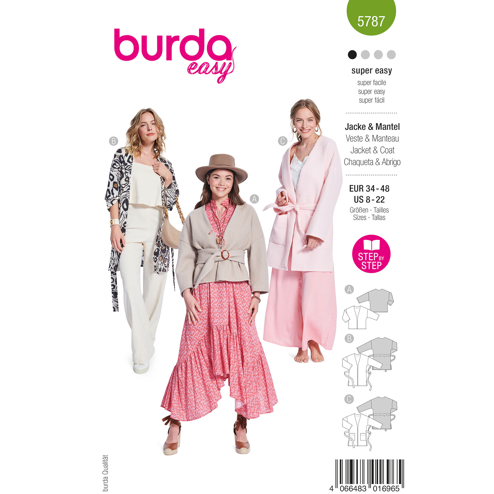 Burda naaipatroon 5787 groen - Jas maat 34-48 - STUK