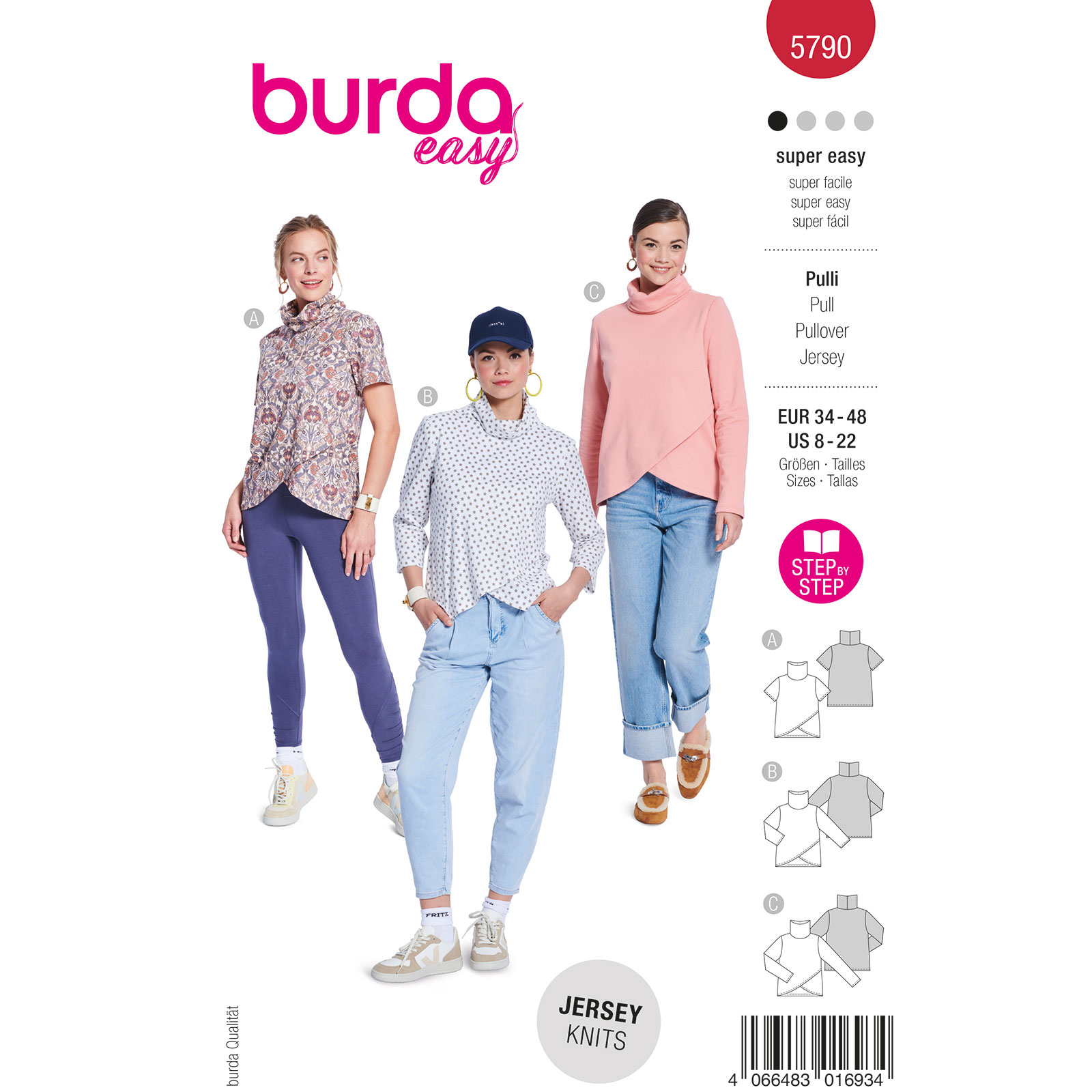 Burda naaipatroon 5790 rood - Top maat 34-48 - STUK
