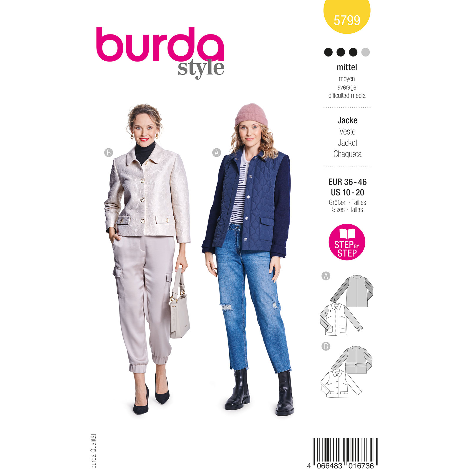 Burda naaipatroon 5799 geel - Jacket maat 36-46 - STUK