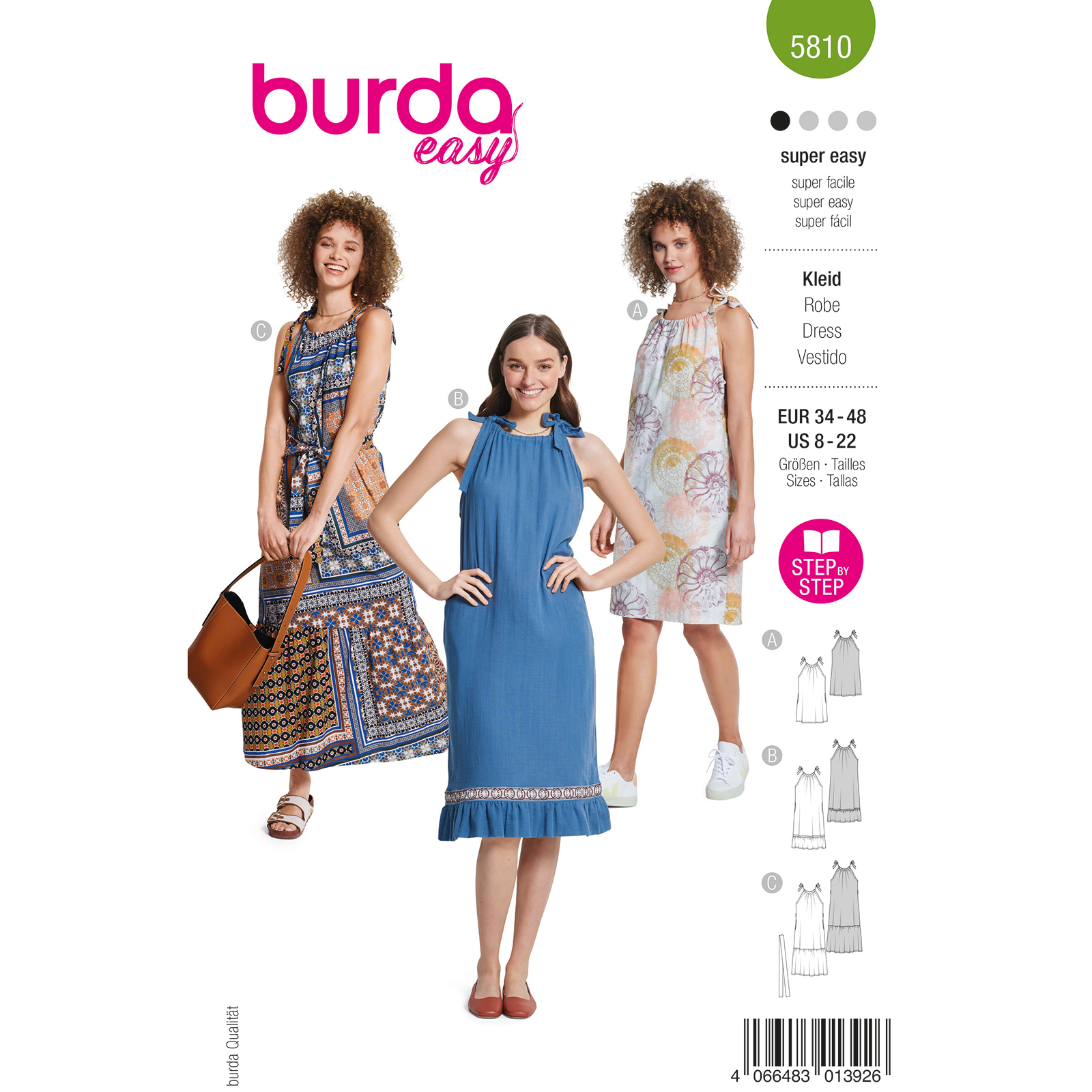Burda naaipatroon 5810 groen - Jurk maat 34-48 - STUK