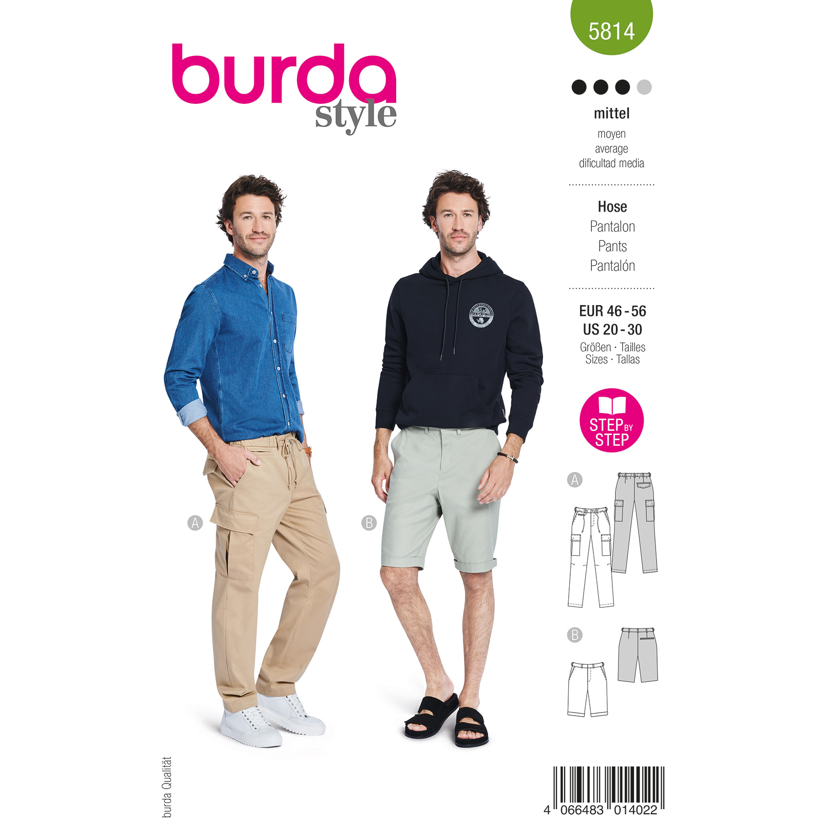 Burda naaipatroon 5814 groen - Broek maat 46-56 - STUK