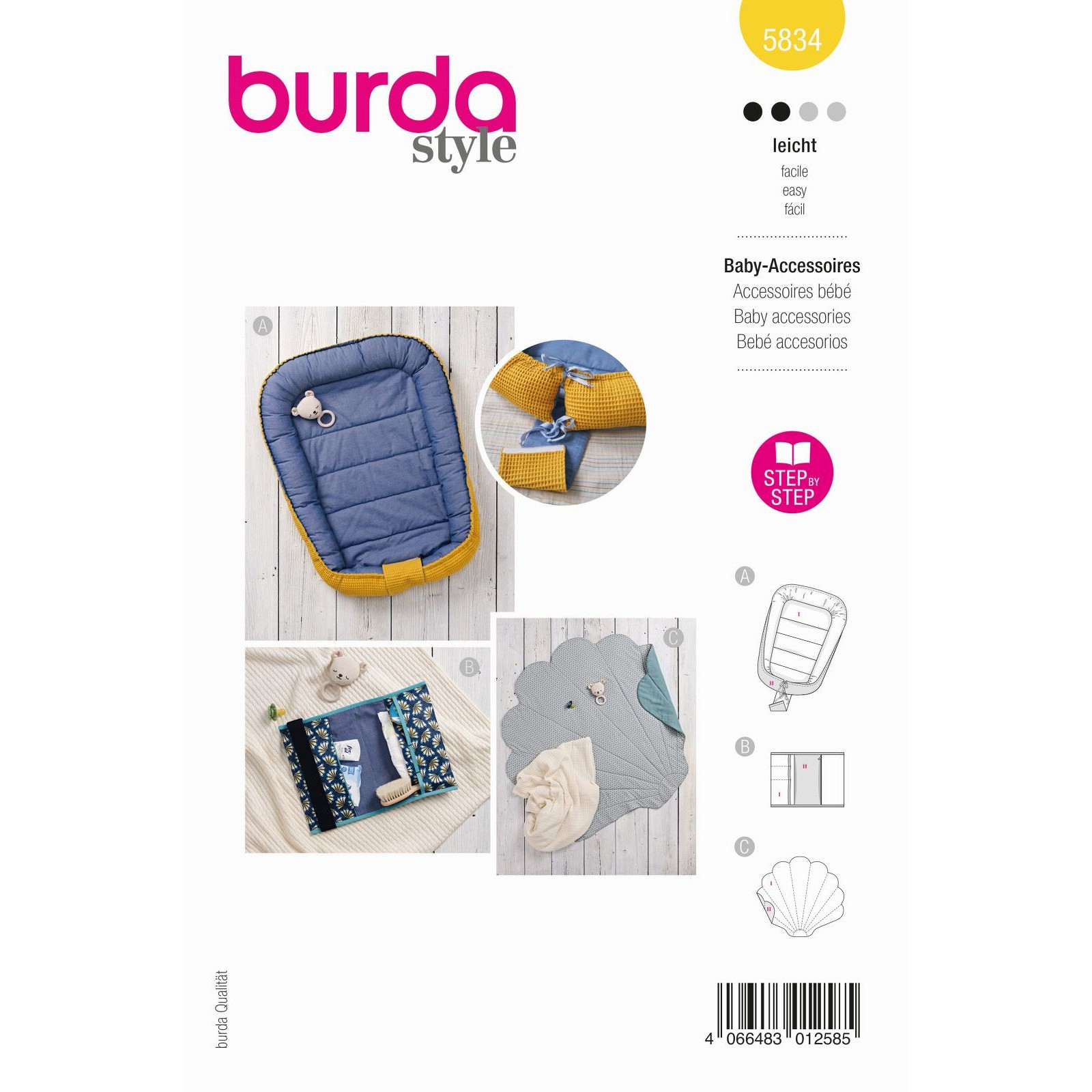 Burda naaipatroon 5834 geel - Baby accessoires 1 maat - STUK