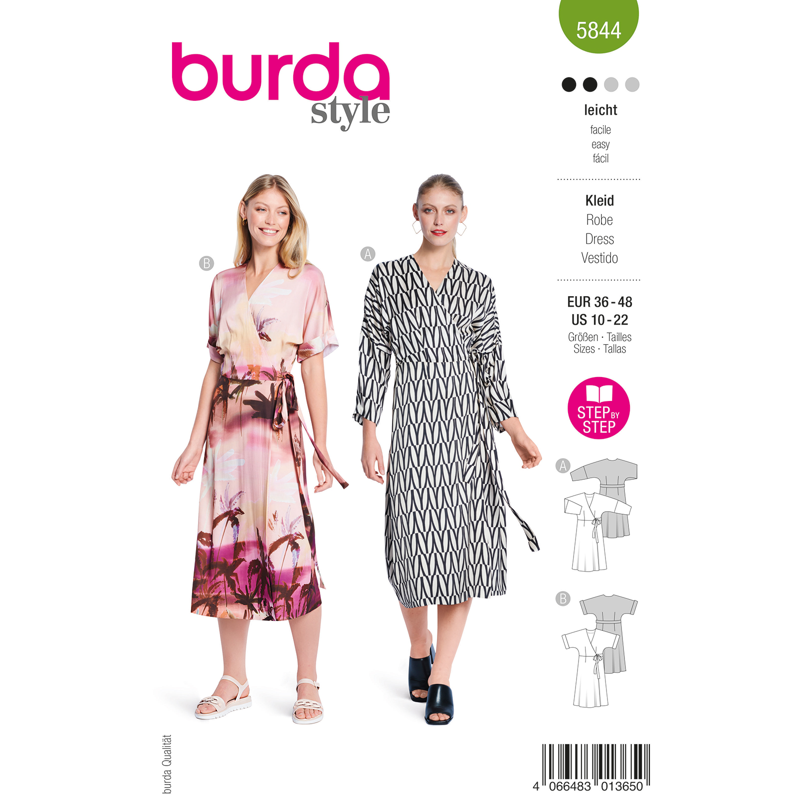 Burda naaipatroon 5844 groen - Jurk maat 36-48 - STUK
