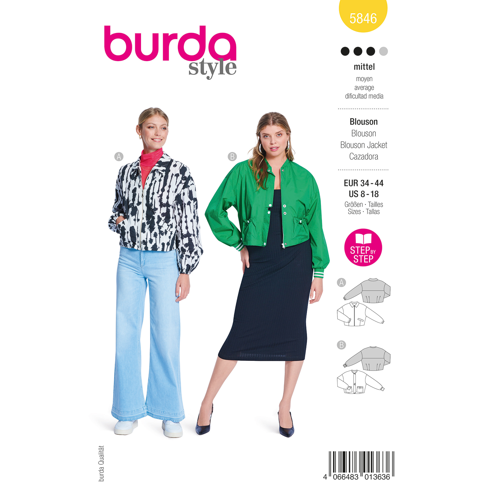 Burda naaipatroon 5846 geel - Blouse maat 34-44 - STUK