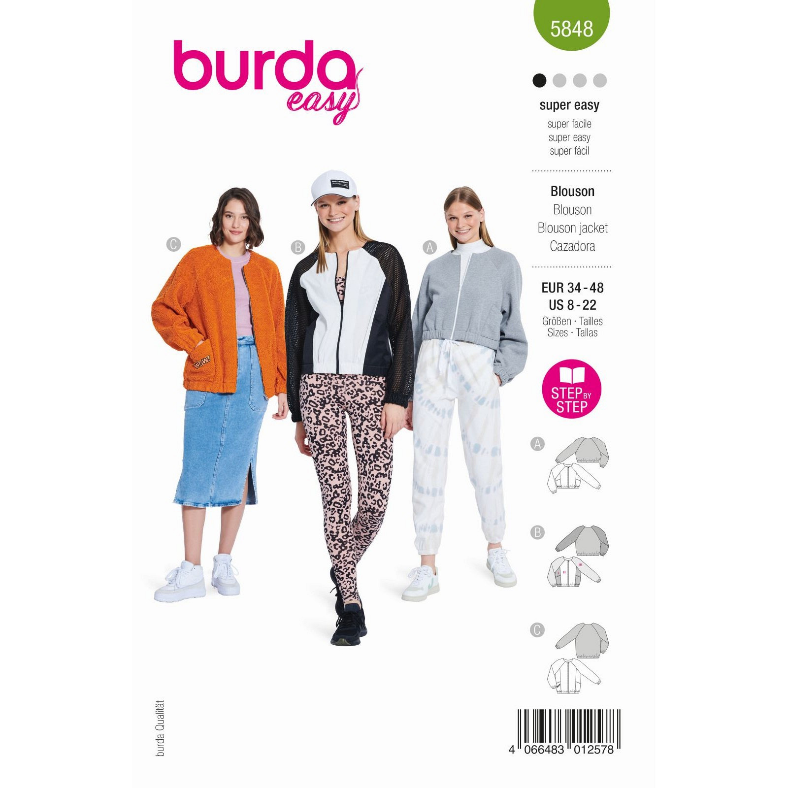 Burda naaipatroon 5848 groen - Blouse maat 34-48 - STUK